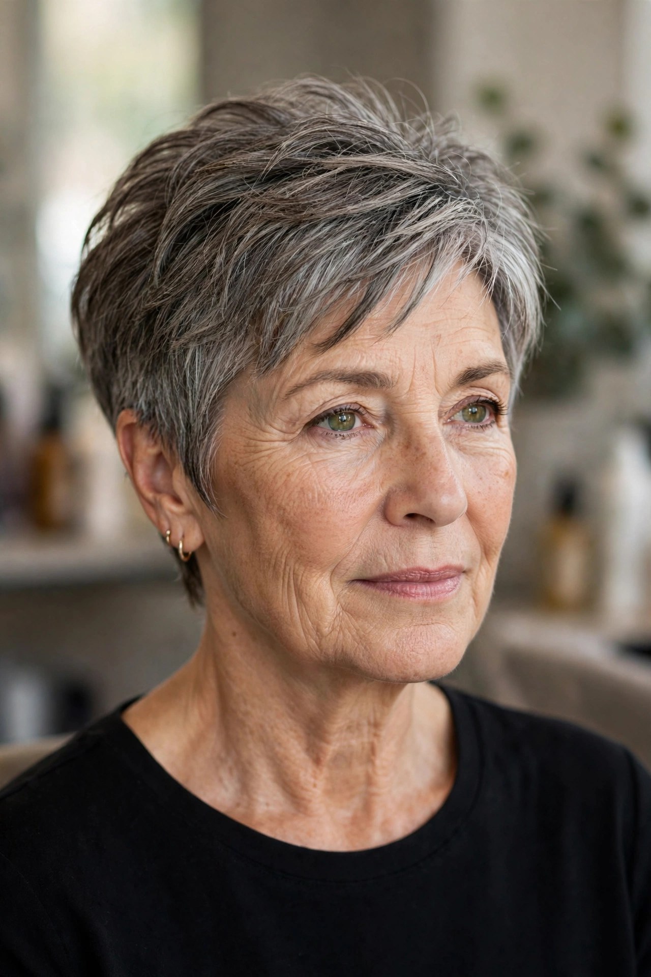 Modern Feathered Pixie - youthful hairstyle on a woman over 50