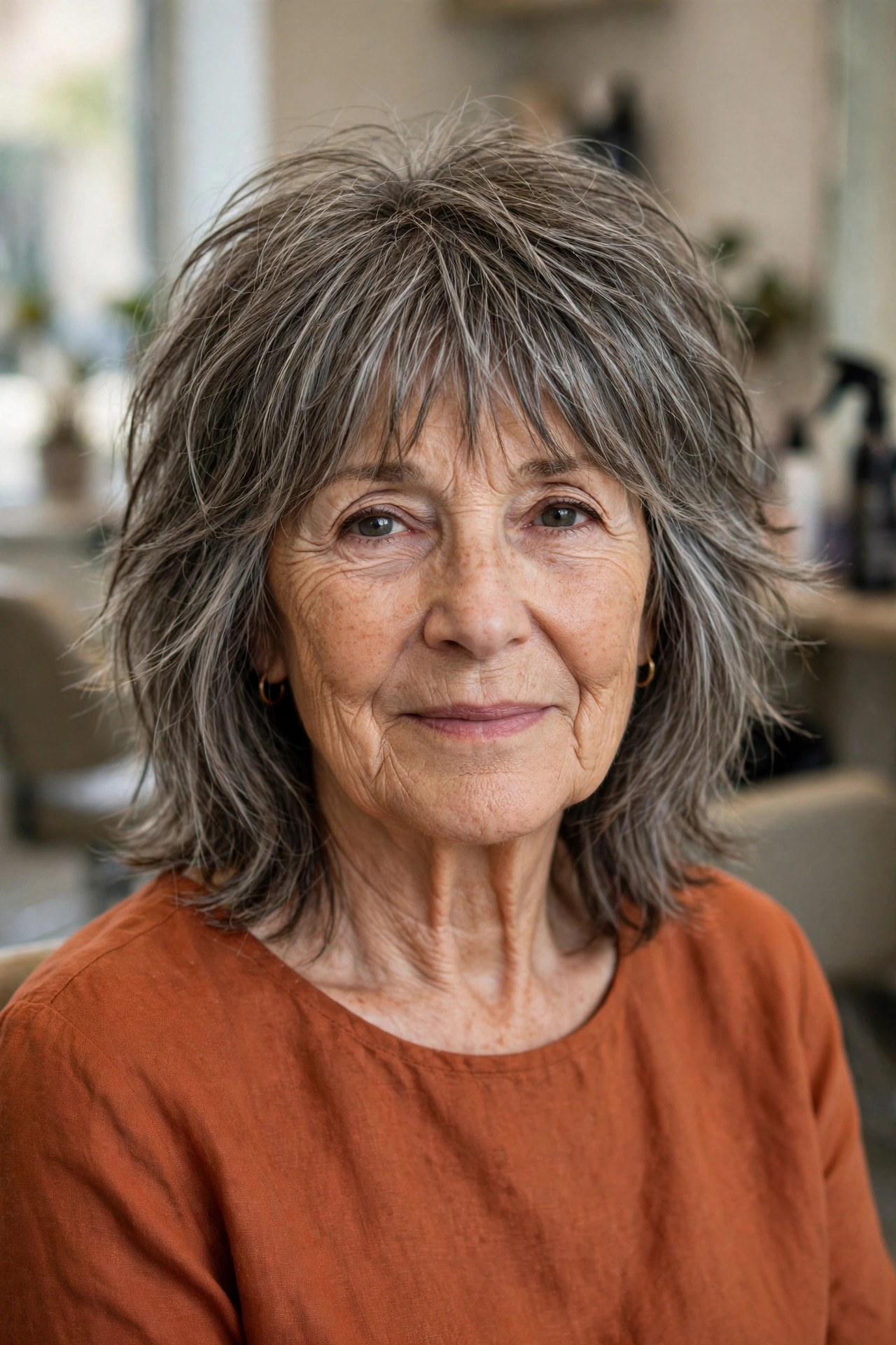 Modern Shag with Wispy Layered Ends - hairstyle that makes a woman over 60 look younger