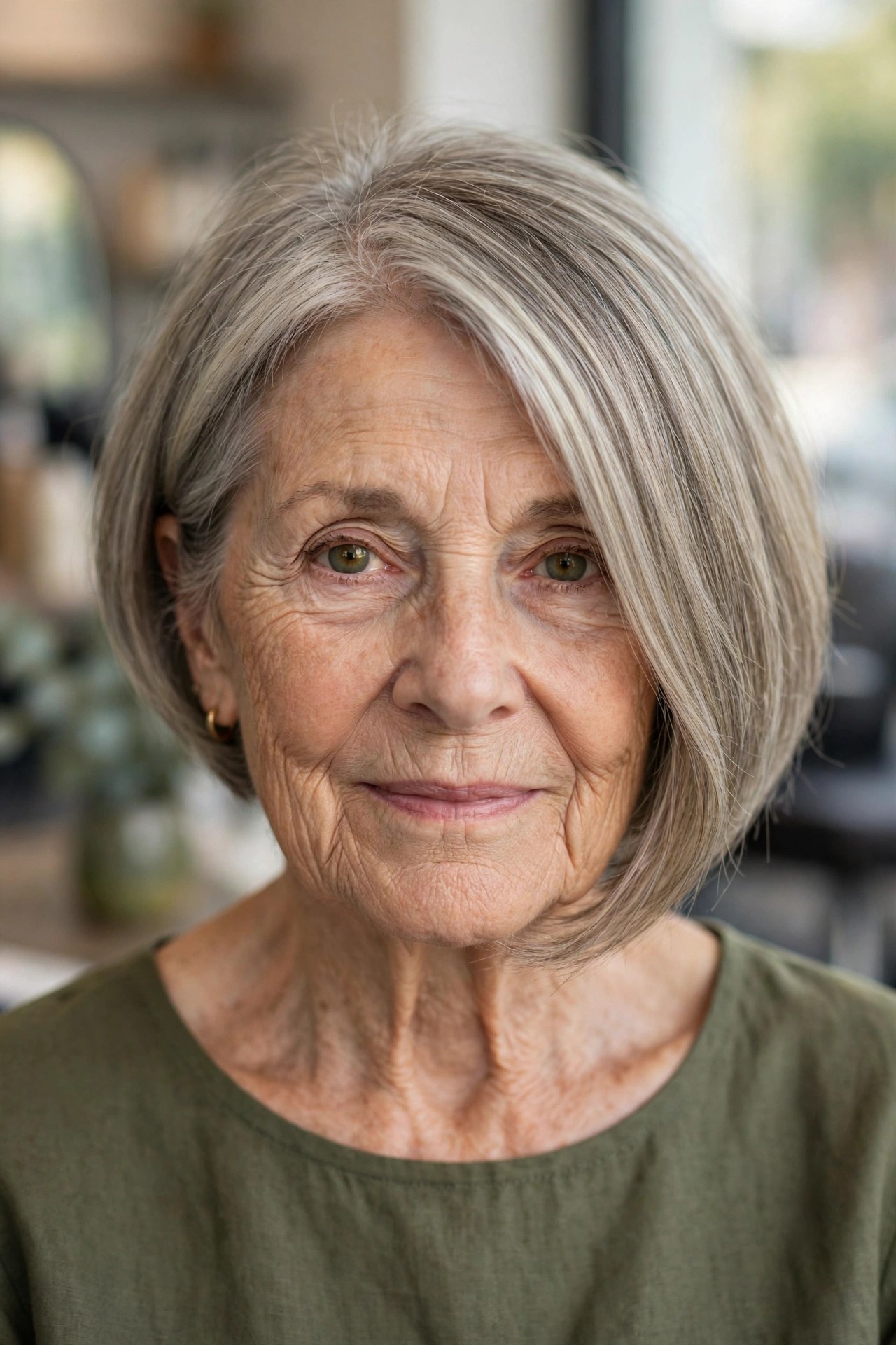 Asymmetrical Bob with a Longer Front - hairstyle that makes a woman over 60 look younger