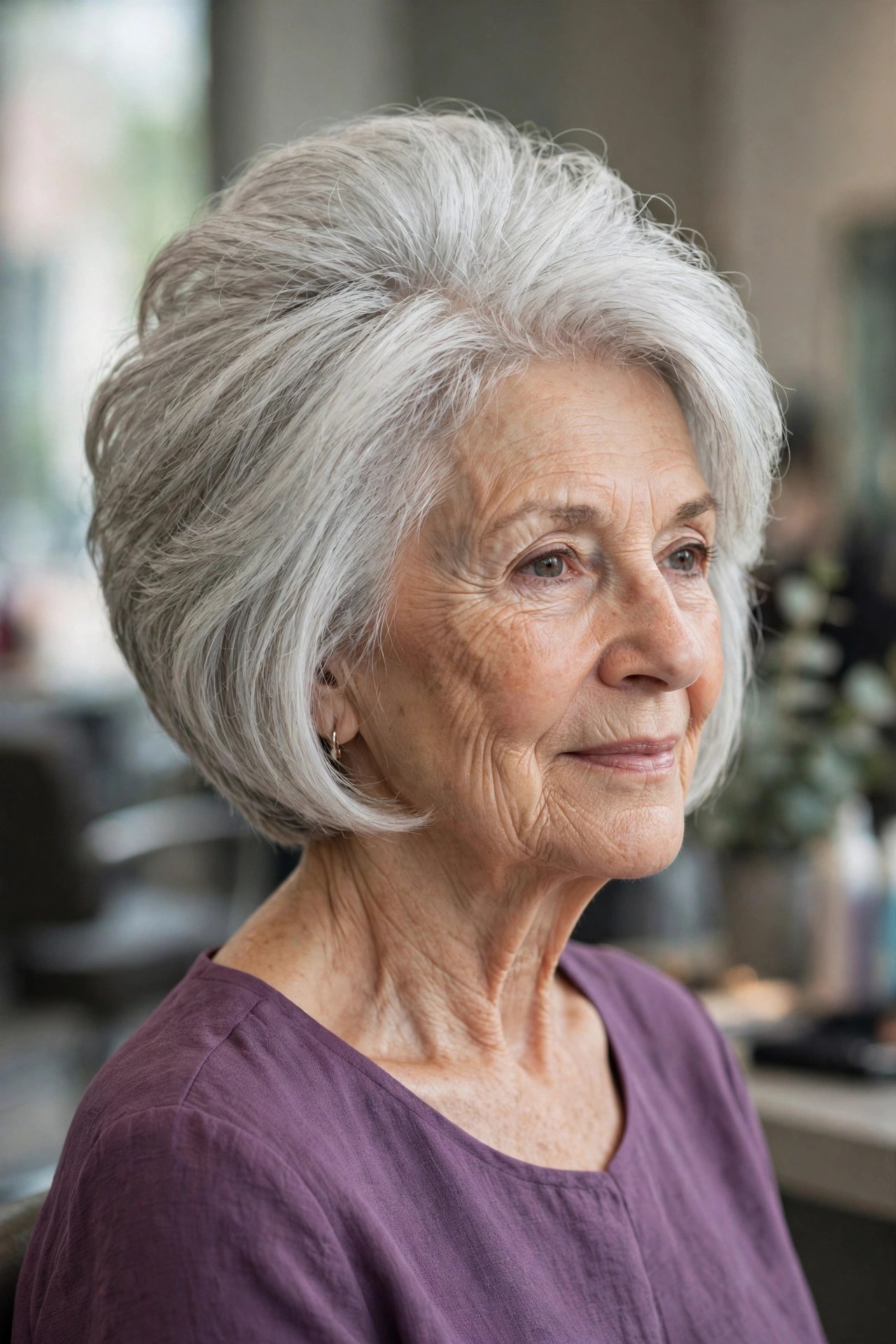 Graduated Bob with a Stacked Crown - hairstyle that makes a woman over 60 look younger