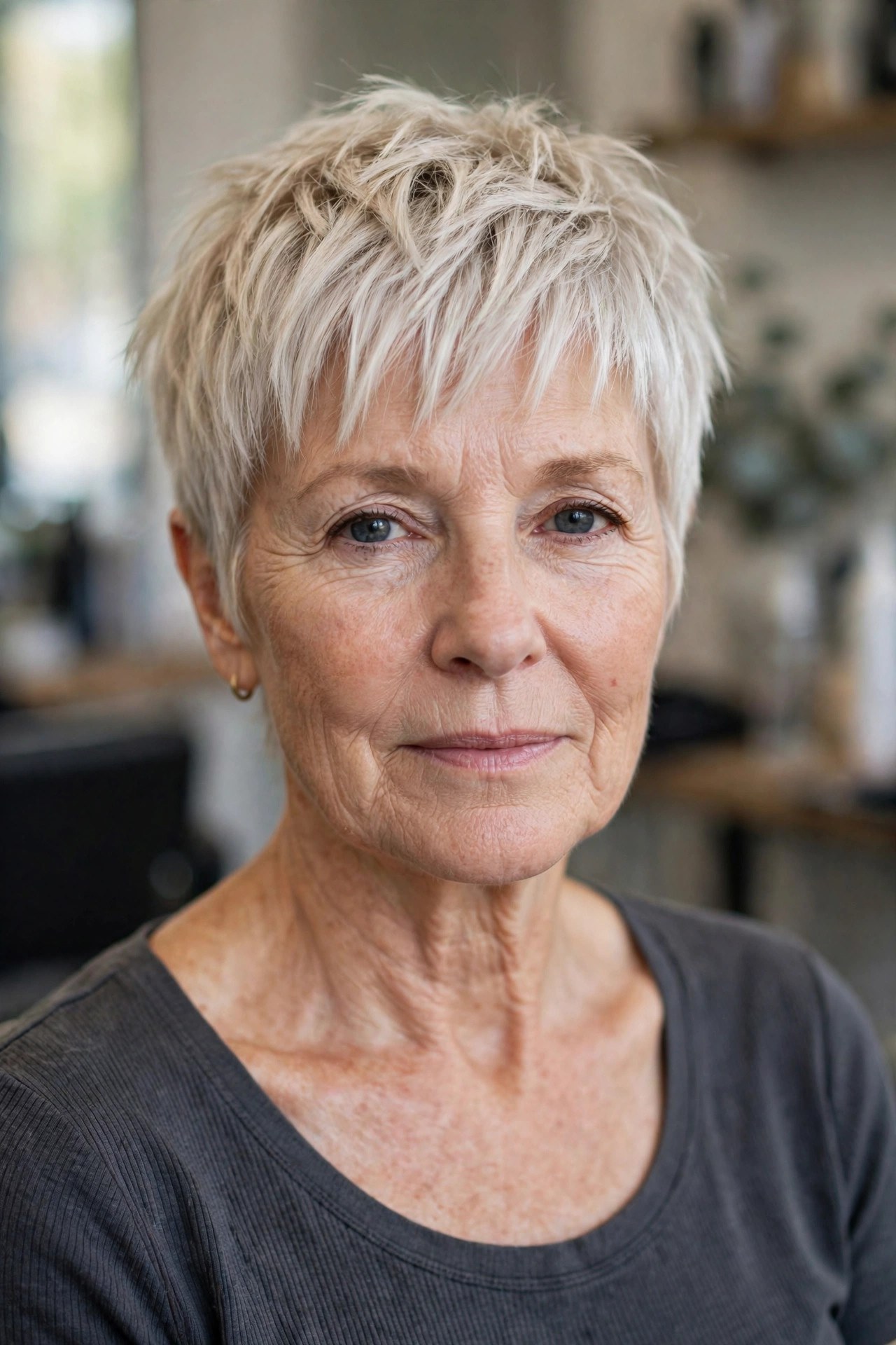 Choppy Bangs With a Textured Pixie on a woman over 50
