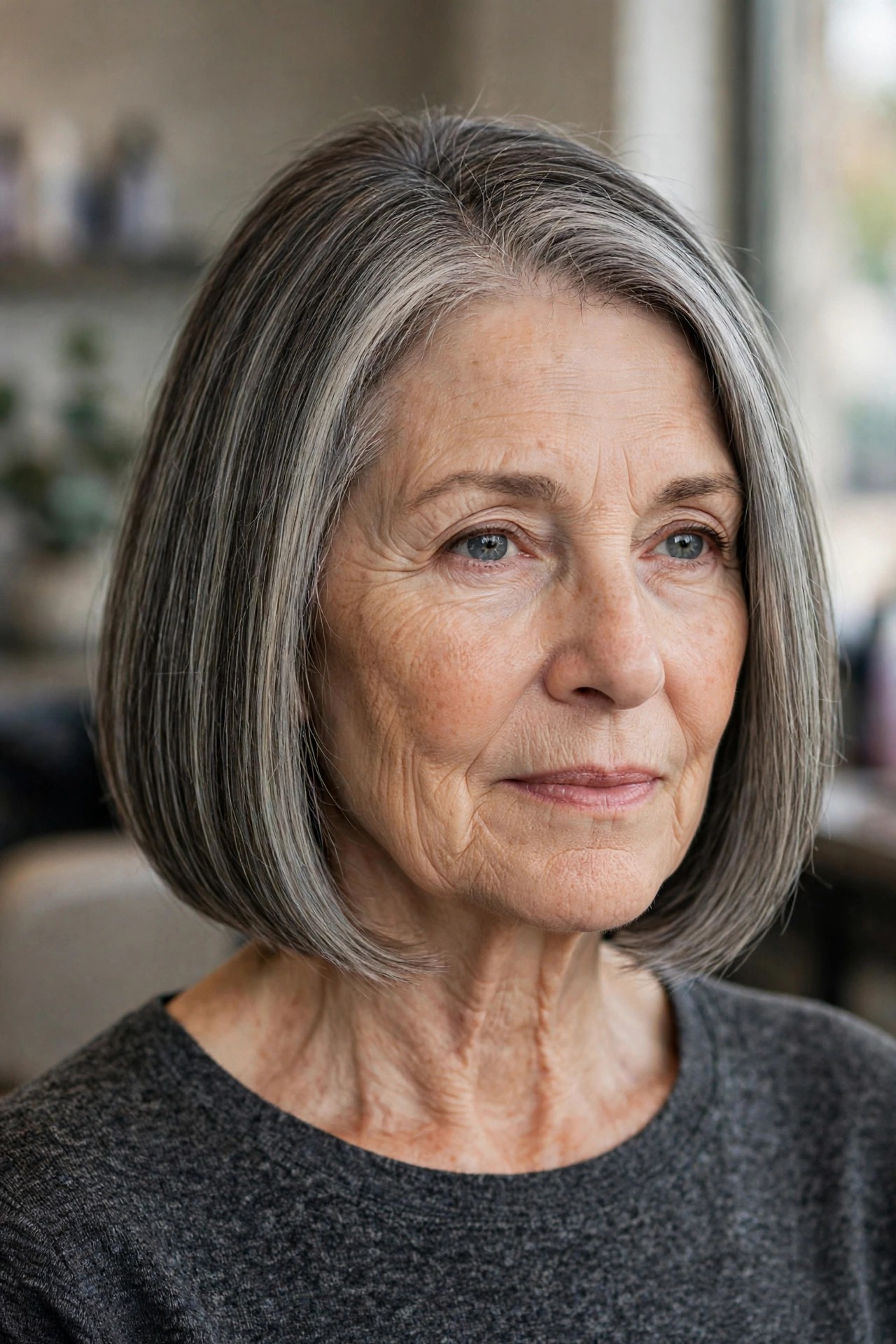Root shadow with lowlights for a softer grow-out - woman over 50