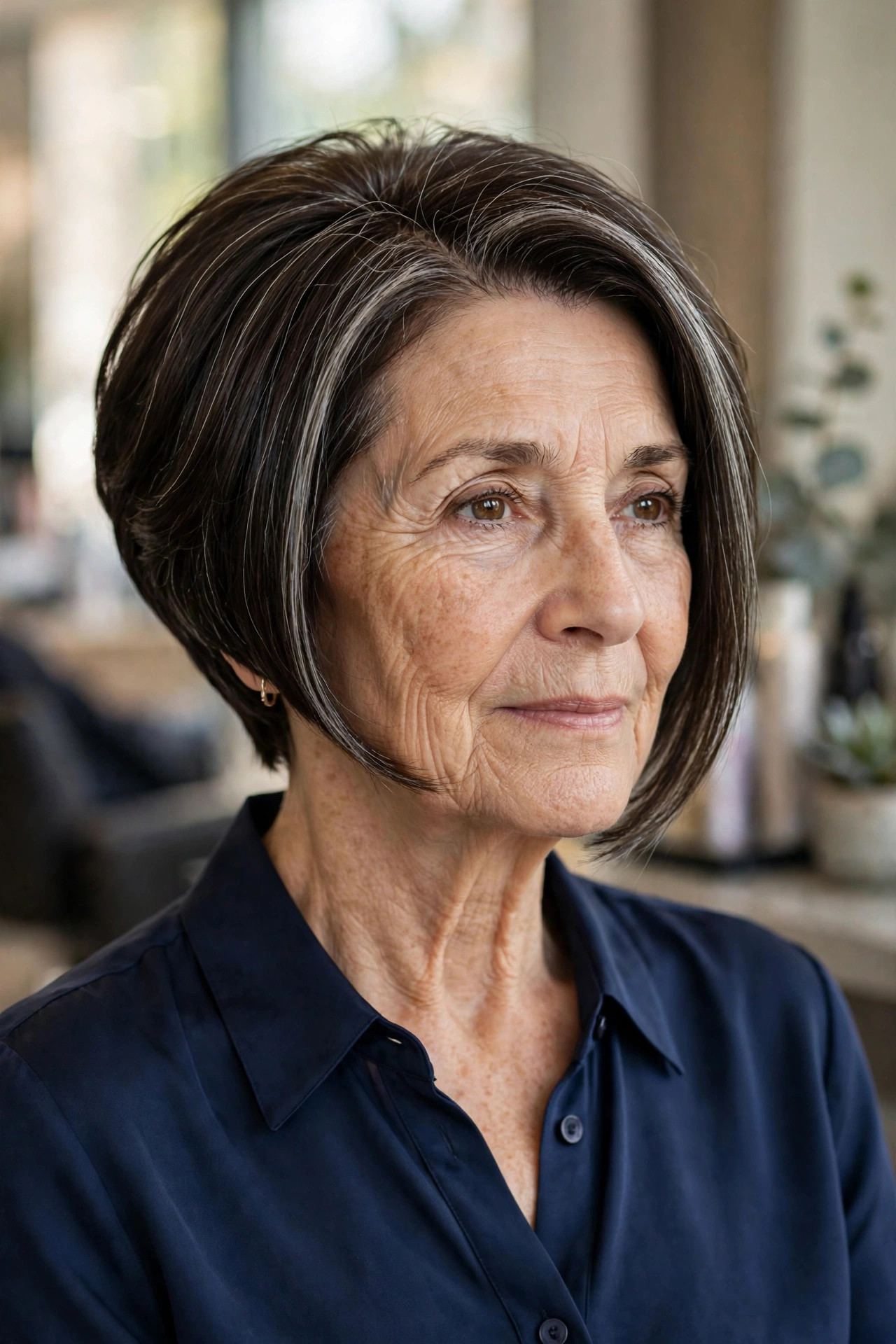 Classic Sleek Inverted Bob - inverted bob hairstyle for a woman over 50