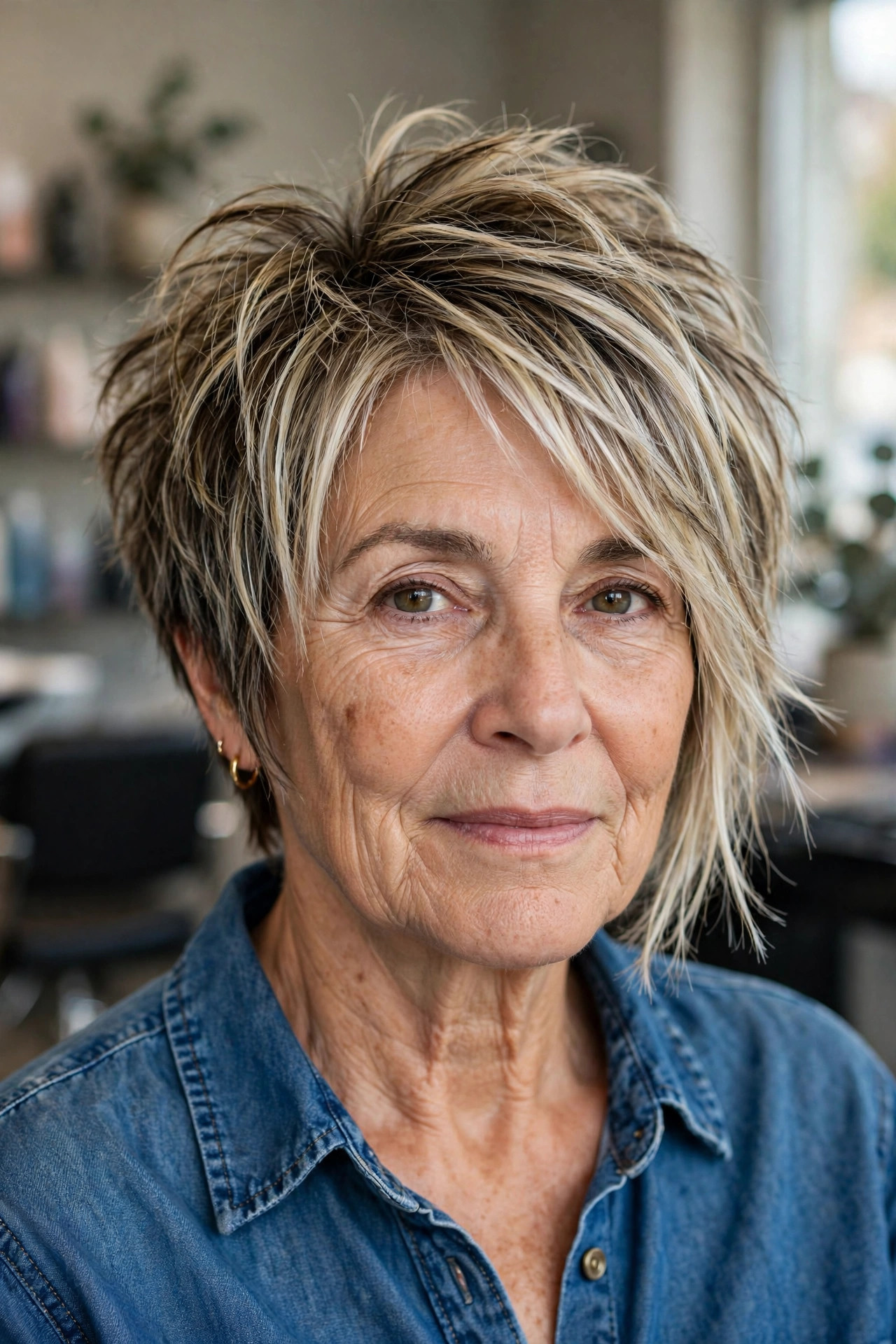 Choppy Inverted Bob - inverted bob hairstyle for a woman over 50