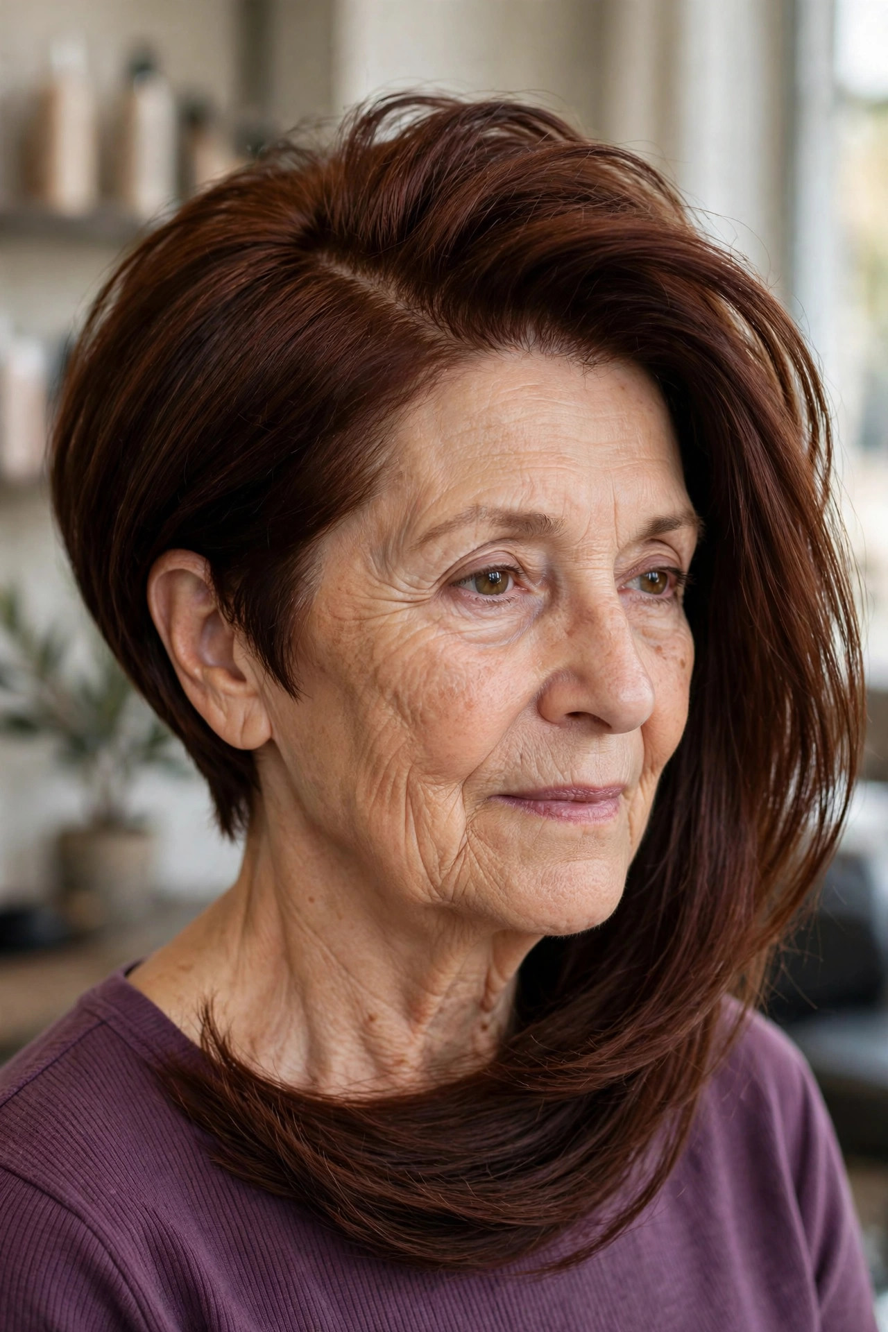Inverted Bob with a Deep Side Part - inverted bob hairstyle for a woman over 50