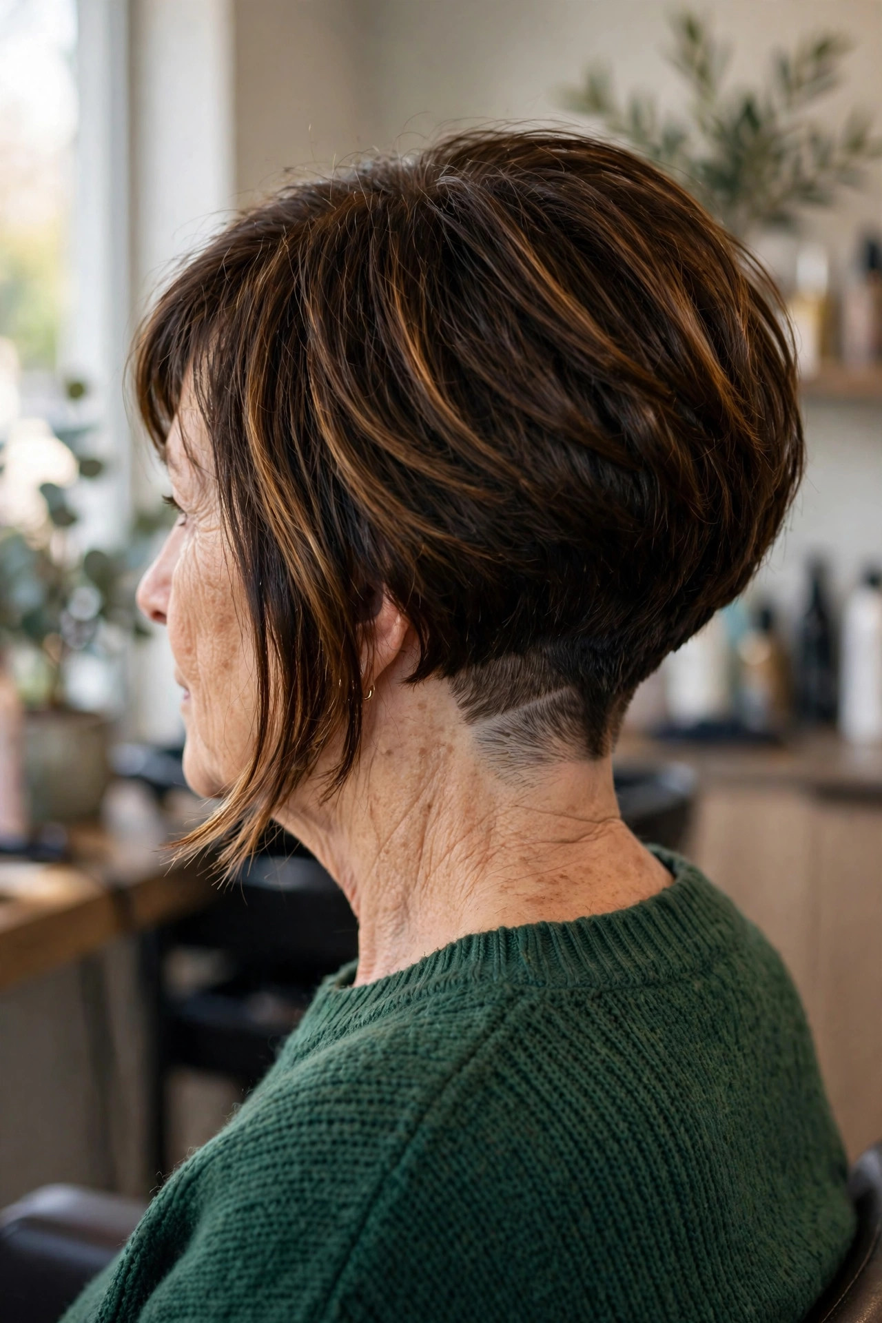 Inverted Bob with an Undercut Nape - inverted bob hairstyle for a woman over 50