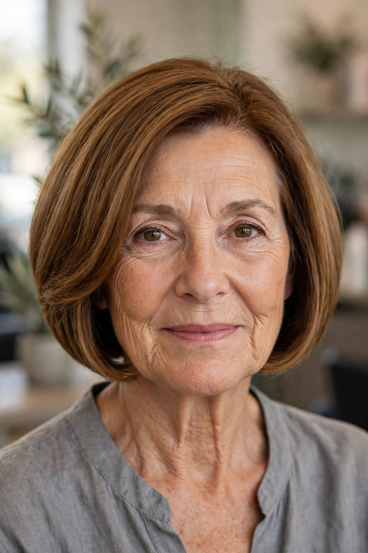 Rounded Inverted Bob - inverted bob hairstyle for a woman over 50