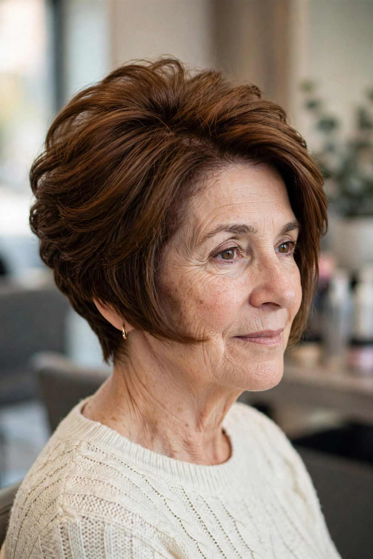 Stacked-Back Inverted Bob with Crown Lift - inverted bob hairstyle for a woman over 50