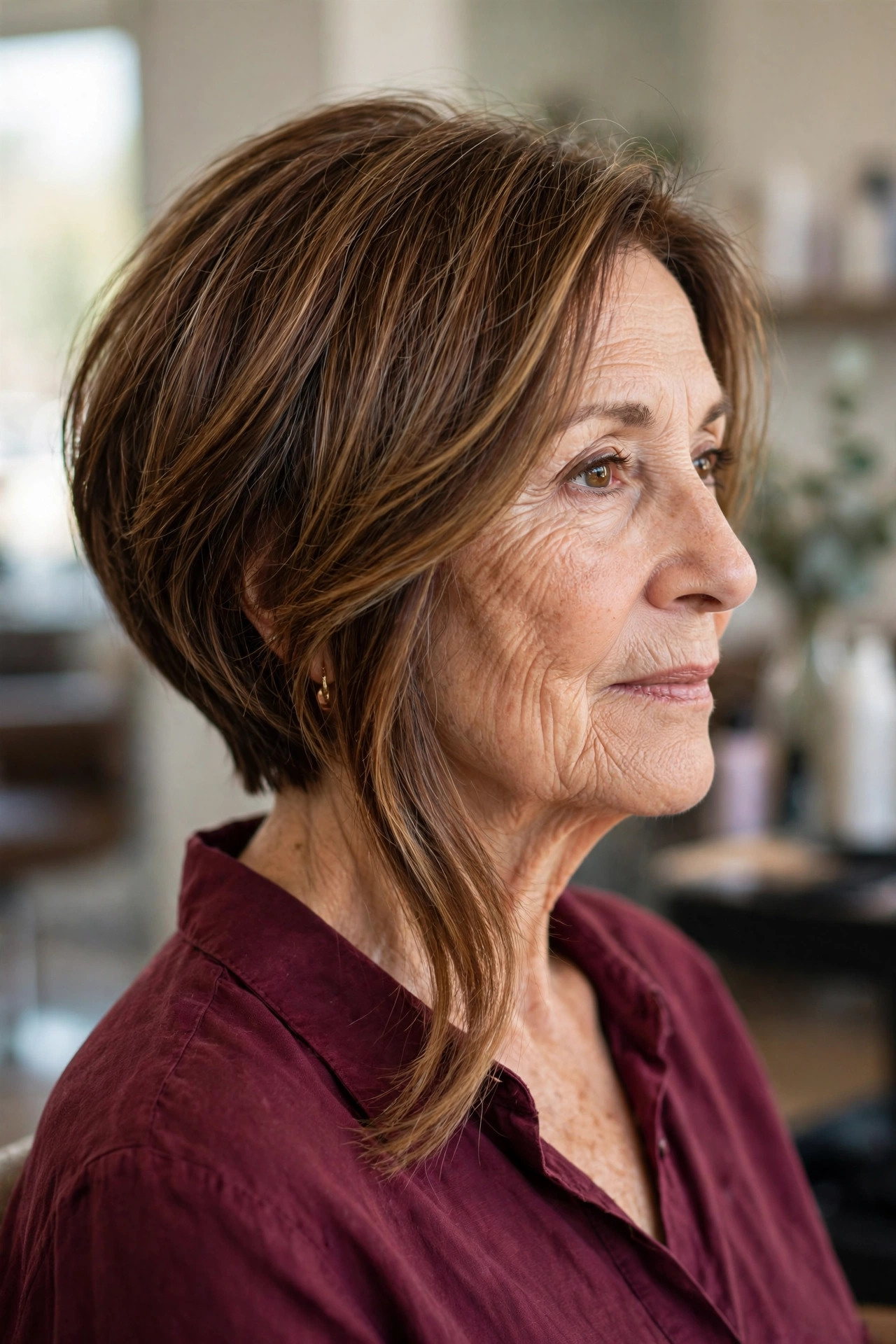 Long Inverted Bob (Angled Lob) - inverted bob hairstyle for a woman over 50