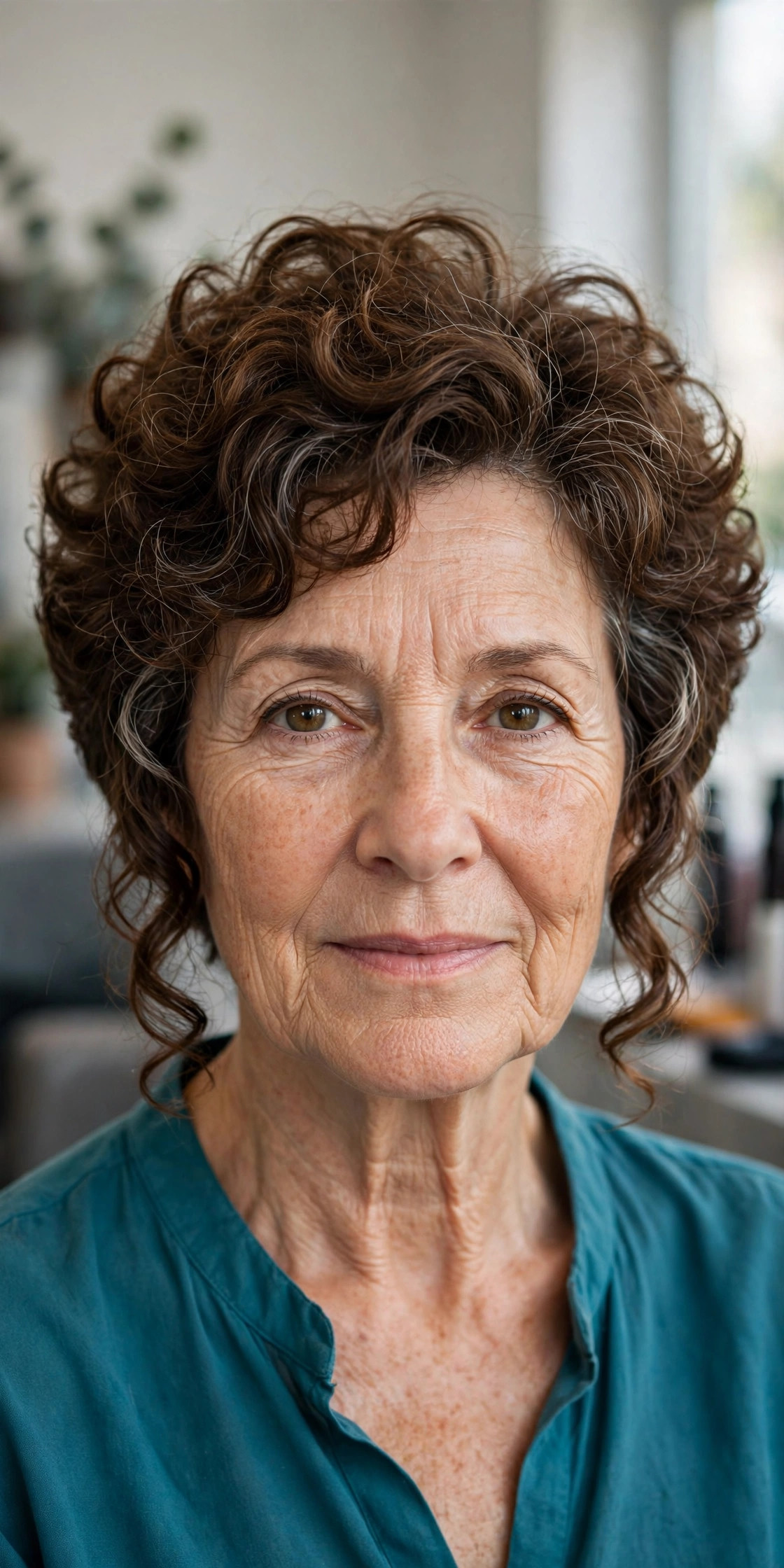 Curly Inverted Bob - inverted bob hairstyle for a woman over 50