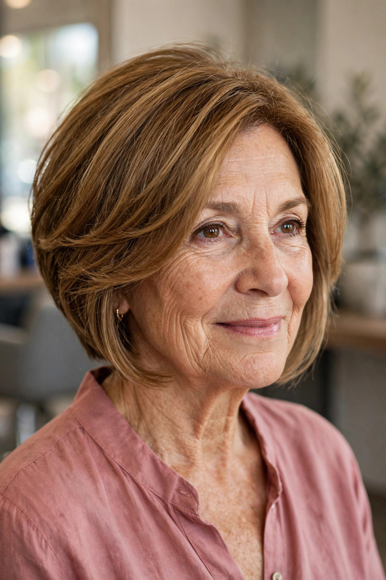 Inverted Bob with Face-Framing Layers - inverted bob hairstyle for a woman over 50