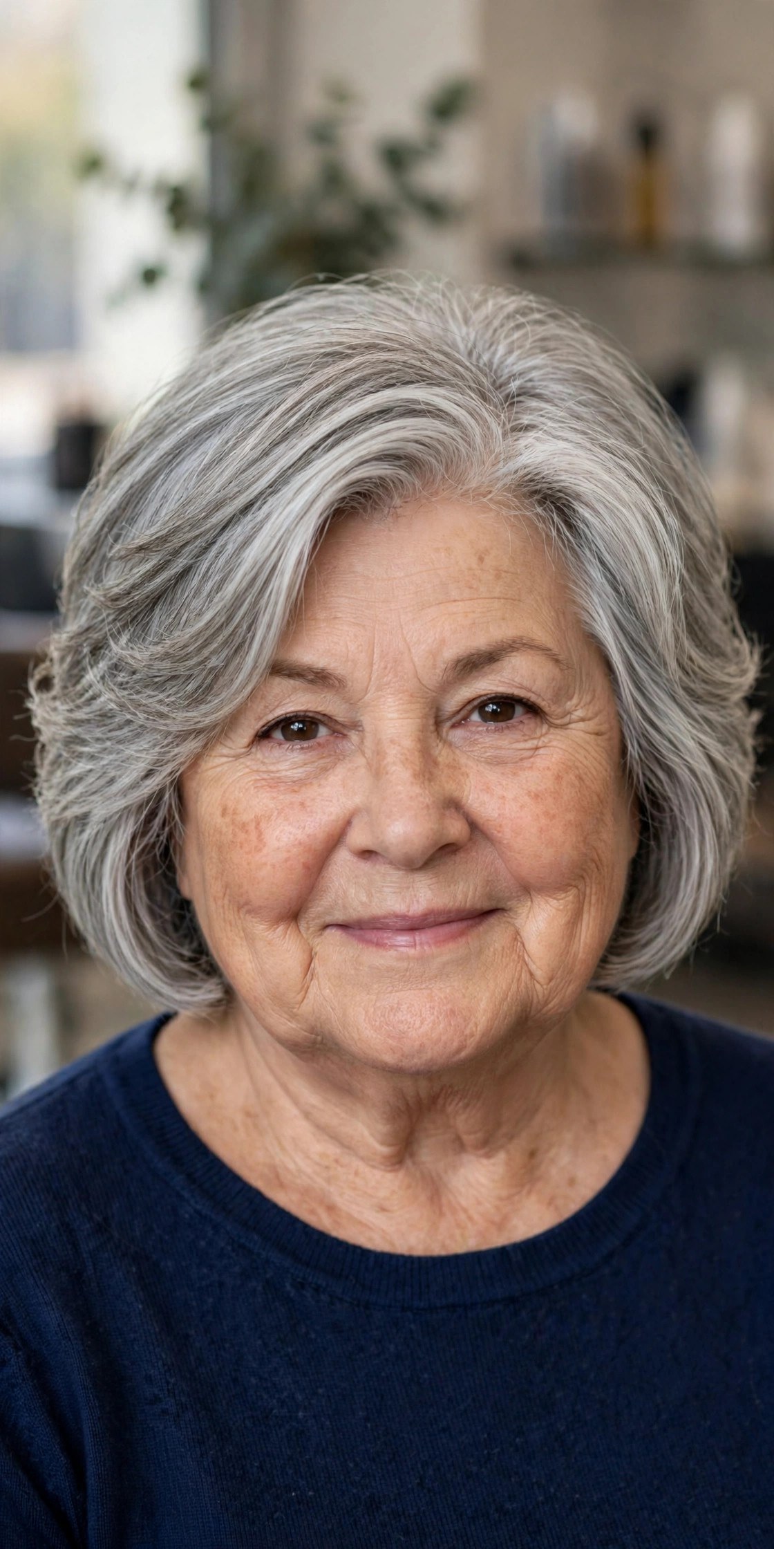 Classic Long-Front Layered Bob with a Deep Side Part - layered bob for round face woman over 60
