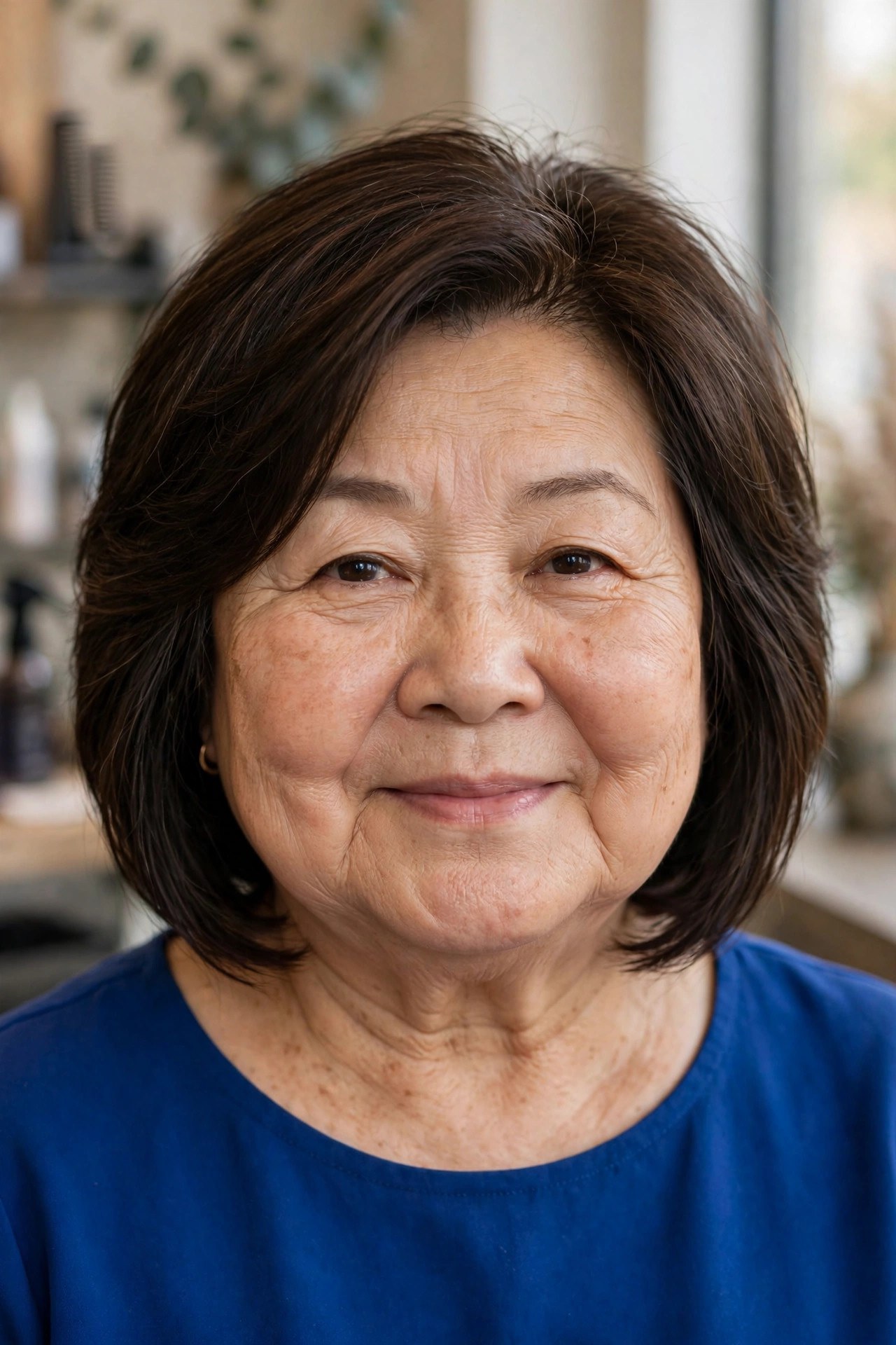 Interior-Layer Bob for Thick Hair - layered bob for round face woman over 60