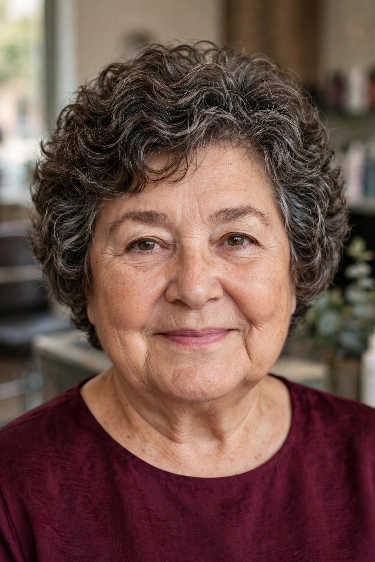 Curly Layered Bob, Cut Short and Stacked - layered bob for round face woman over 60