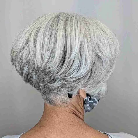 Layered Bob from the Back: the Stacked View — layered haircut that adds volume on a woman over 70