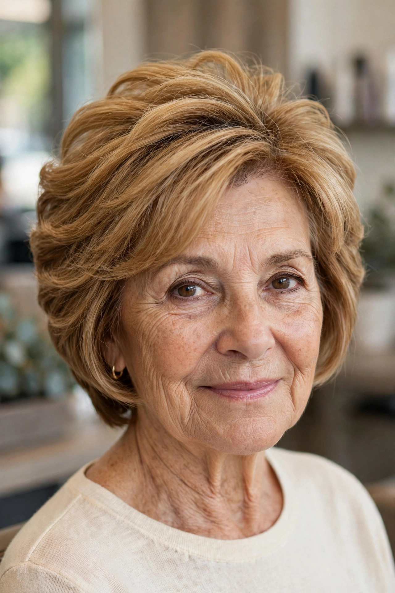 Stacked Graduated Bob with High Crown Layers - layered haircut with crown lift on a woman over 60