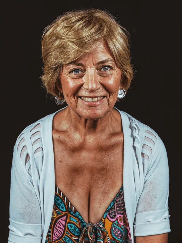 Feathered Blonde Layers With a Rounded Bob Shape — layered haircut that slims a round face on a woman over 70