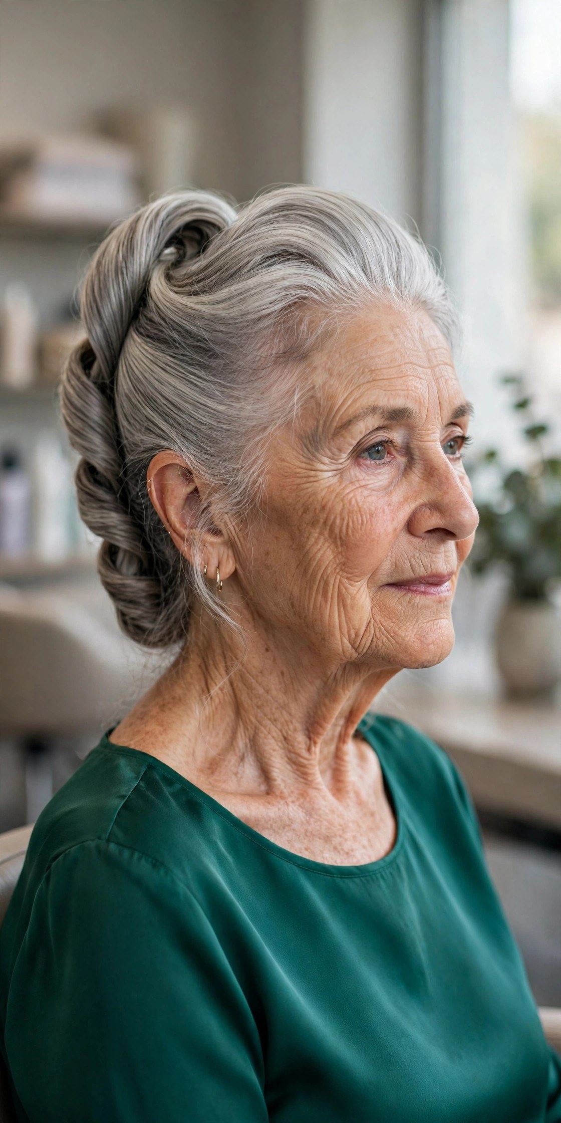 Classic French Twist for Long Gray Hair - long gray hairstyle for a woman over 60