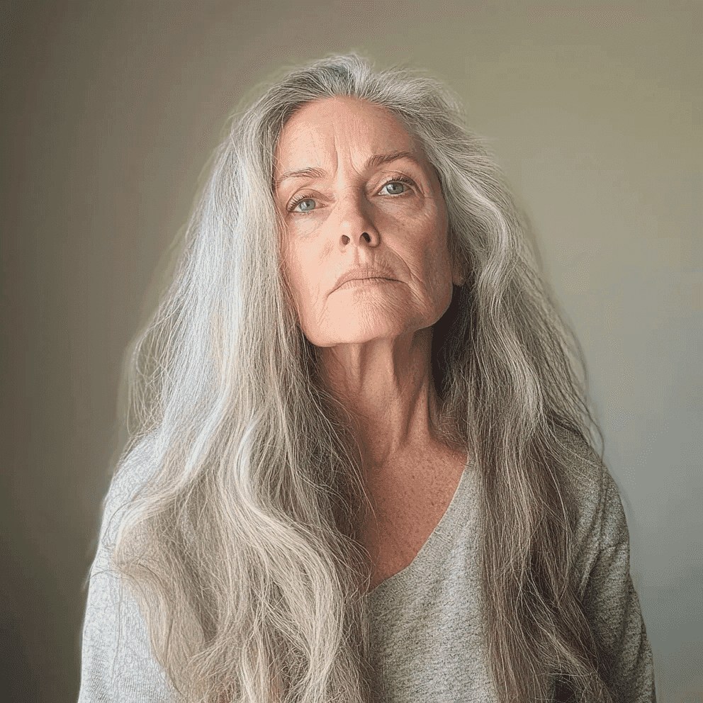Woman over 70 with long Gray Layers With Lowlights for Depth — long gray hairstyle inspiration for women over 70
