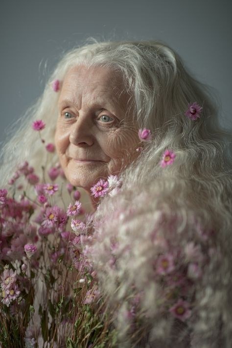 Woman over 70 with long Gray Curls With Soft Definition — long gray hairstyle inspiration for women over 70
