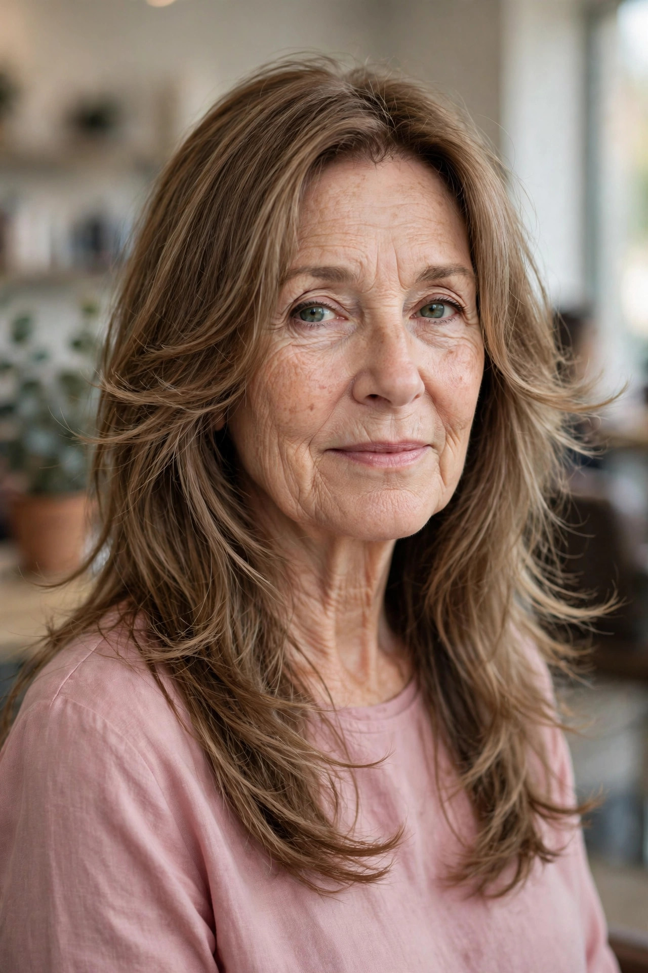 Soft Feathered Face-Framing Layers - long hair with face-framing layers for a woman over 50