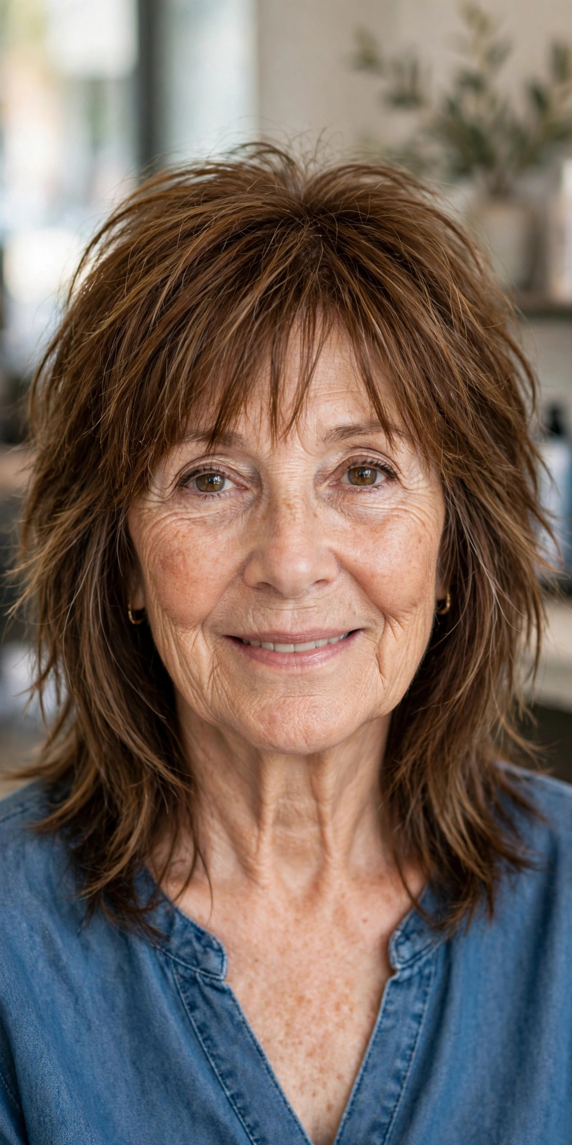 Long Shag with Face-Framing Layers - long hair with face-framing layers for a woman over 50