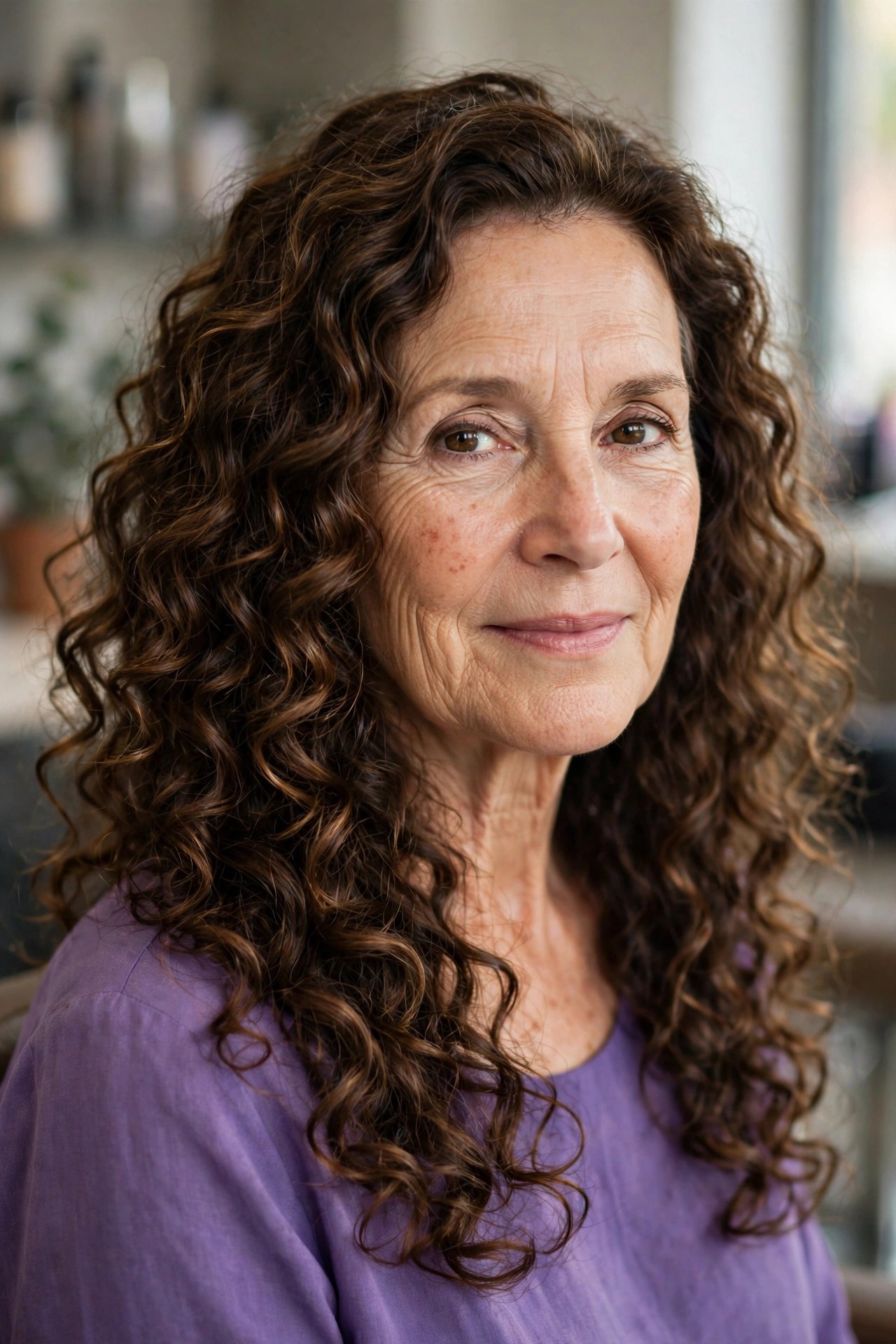 Long Curls, Defined and Polished - long hairstyle for a woman over 50