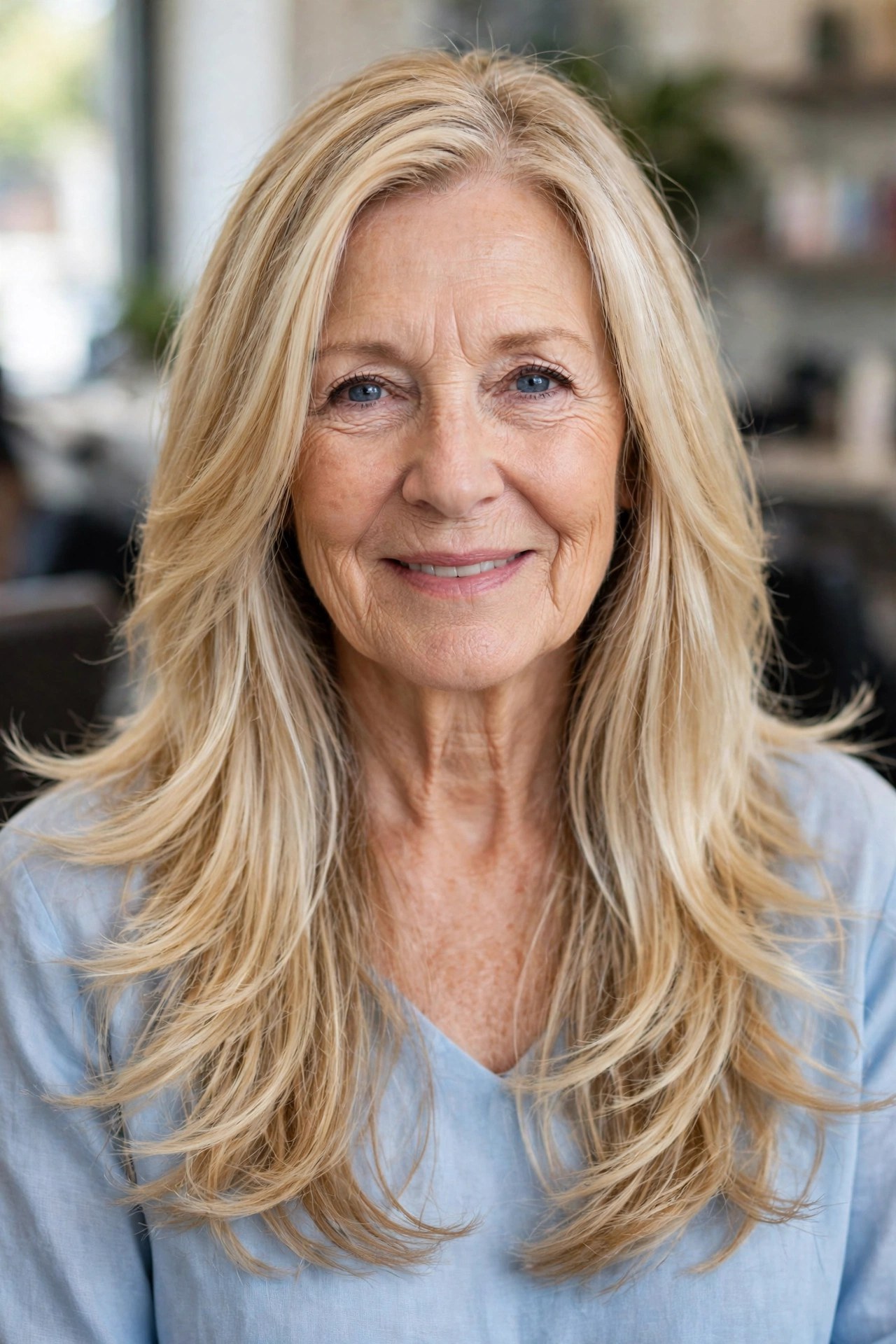 Modern Feathered Long Layers - long hairstyle for a woman over 50