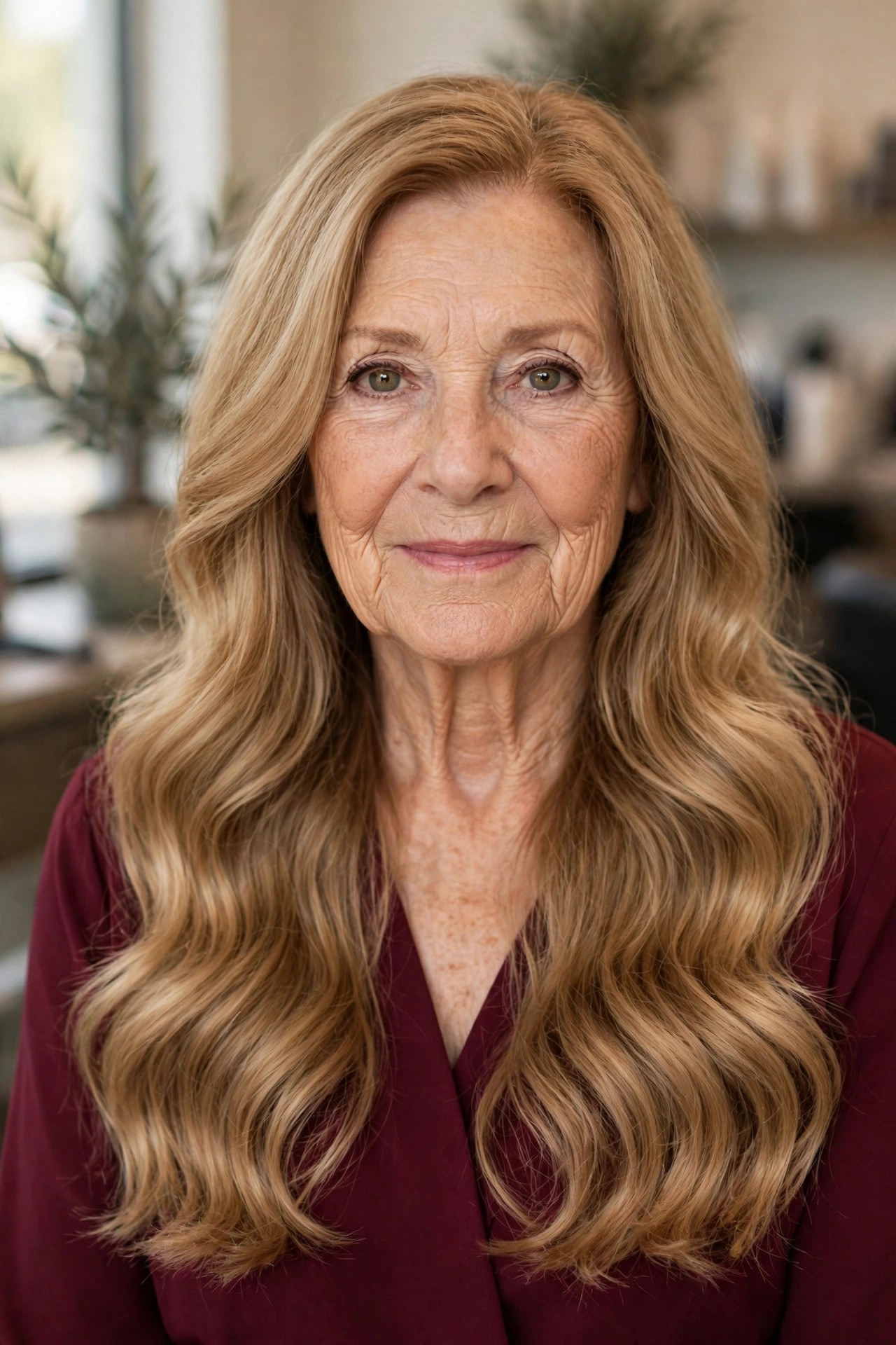 Soft Glamour Waves at Chest Length - long hairstyle for woman over 60