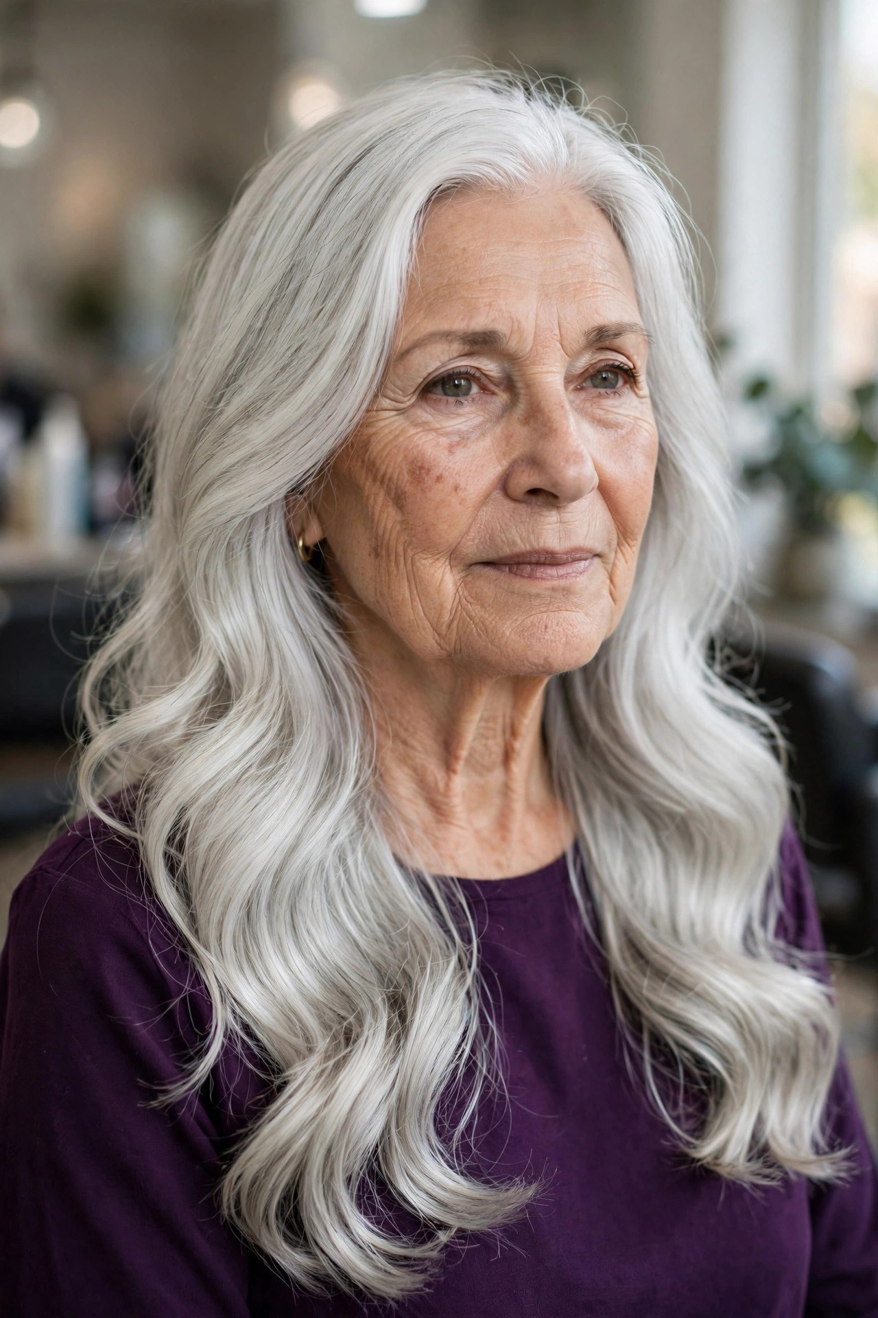 The Silver Cascade — Long, Glossy and Unapologetic - long hairstyle for woman over 60
