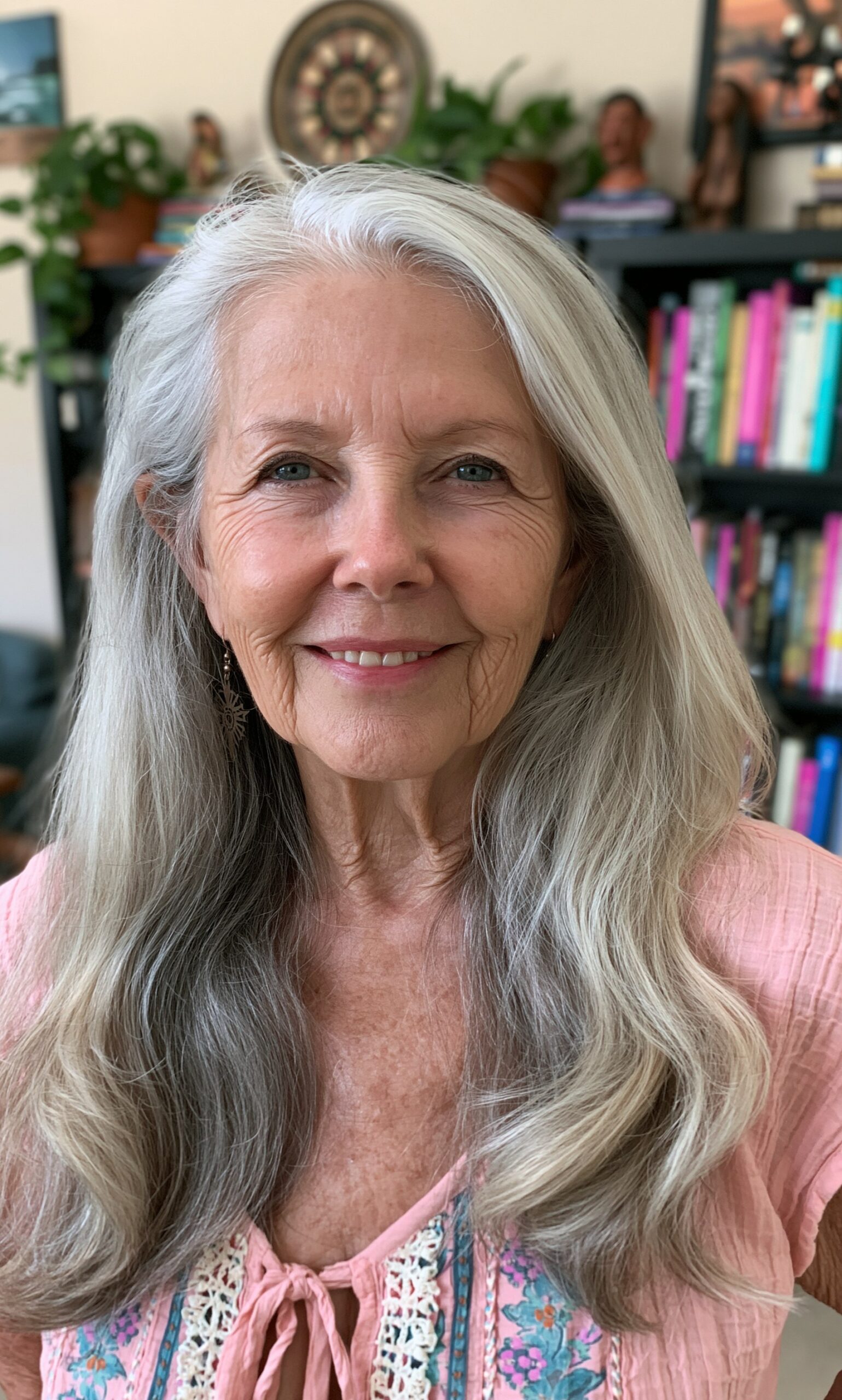 Woman over 70 with face-Framing Layers With a Blown-Out Finish — long hairstyle inspiration for women over 70