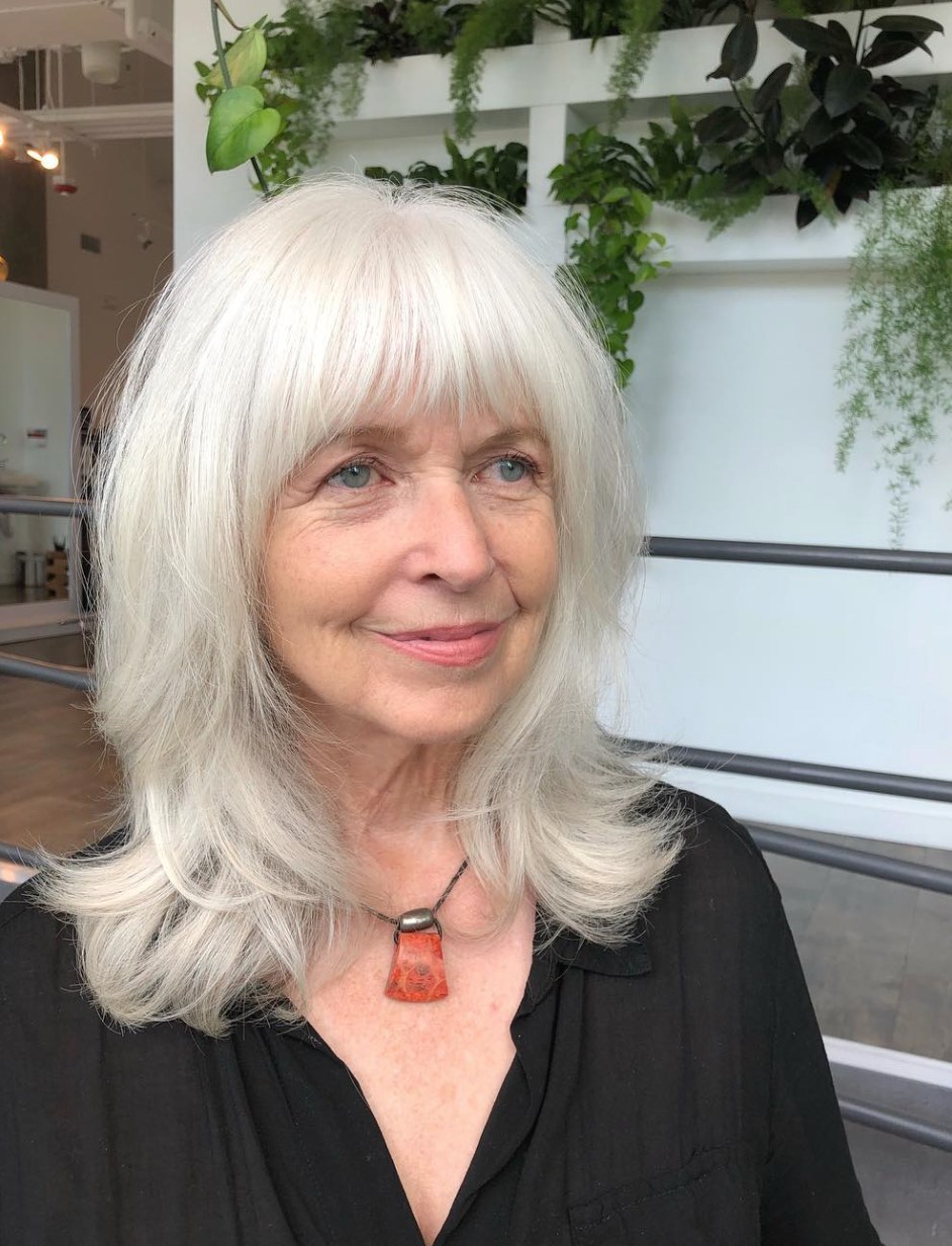 Woman over 70 with long Layers and a Wispy Fringe — long hairstyle inspiration for women over 70
