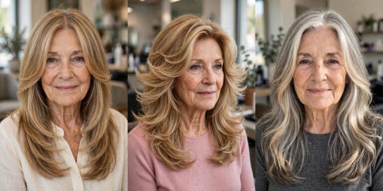Long Layered Hair for Women Over 60 With Face-Framing Pieces