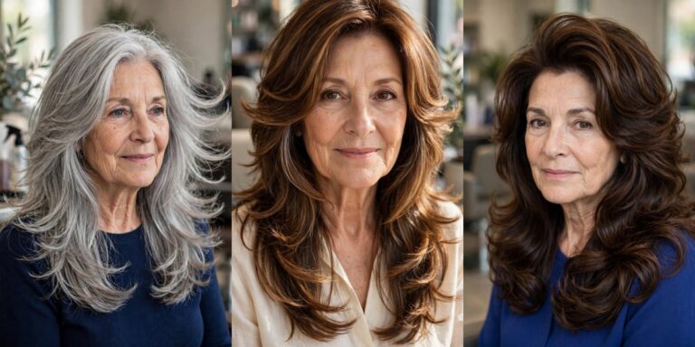 Long Layered Haircuts for Women Over 50 With Movement