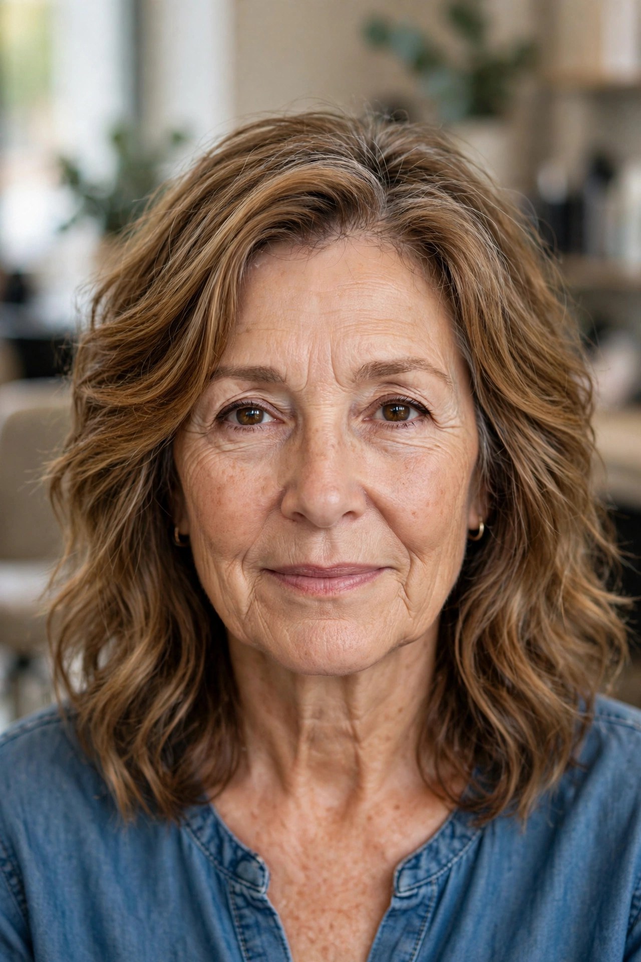 The Softly Layered Lob on a woman over 50 - low maintenance hairstyle