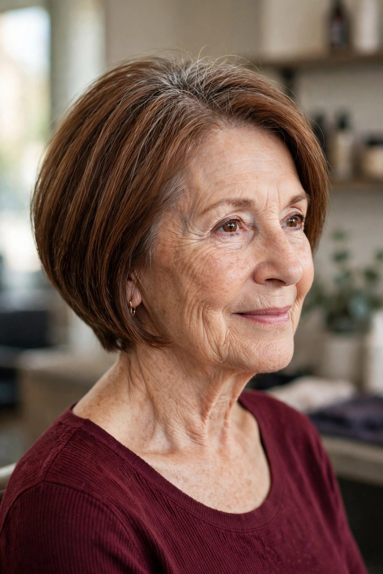 The Short Stacked Bob That Holds Its Own Shape on a woman over 50 - low maintenance hairstyle