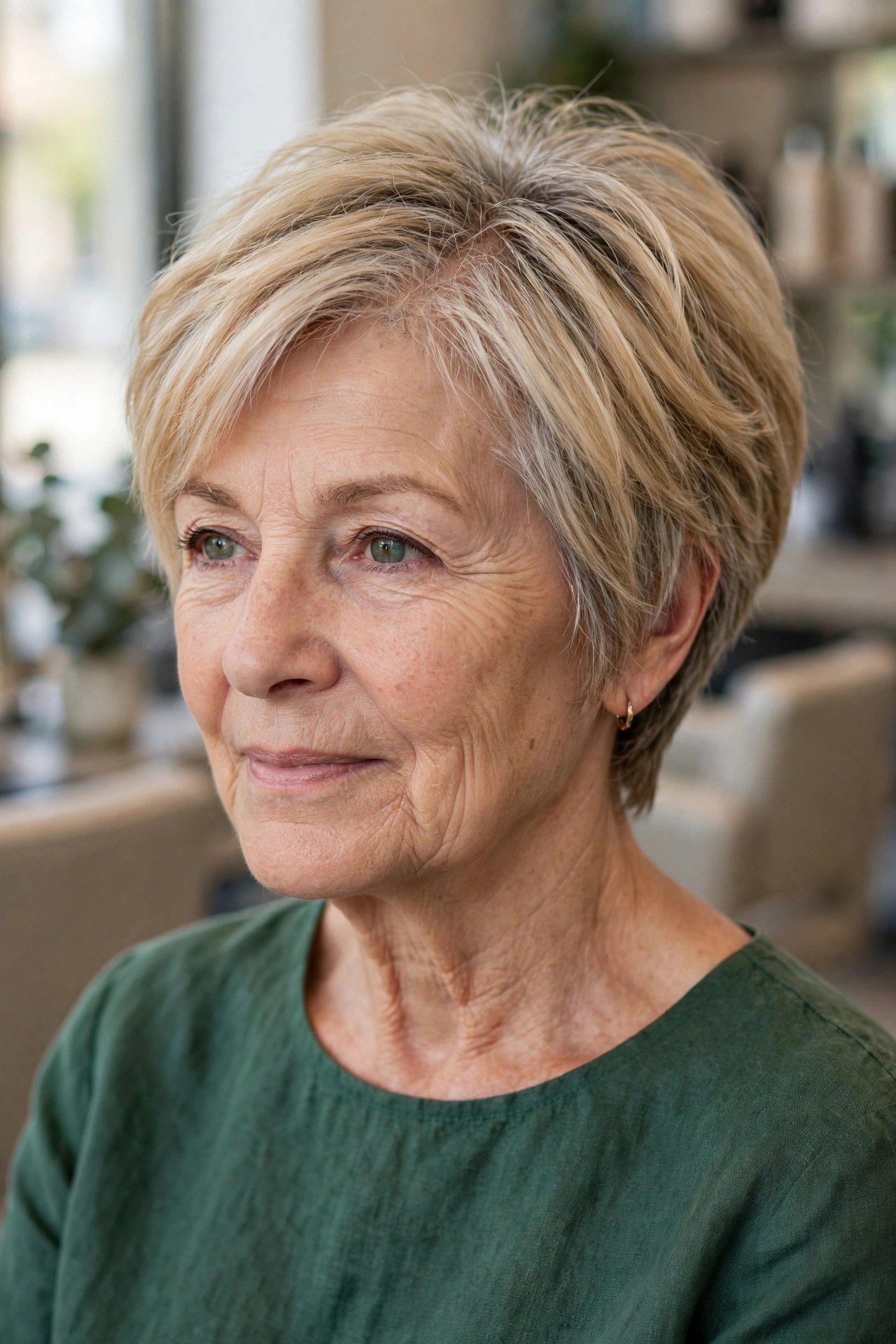 The Bixie — Half Pixie, Half Bob on a woman over 50 - low maintenance hairstyle
