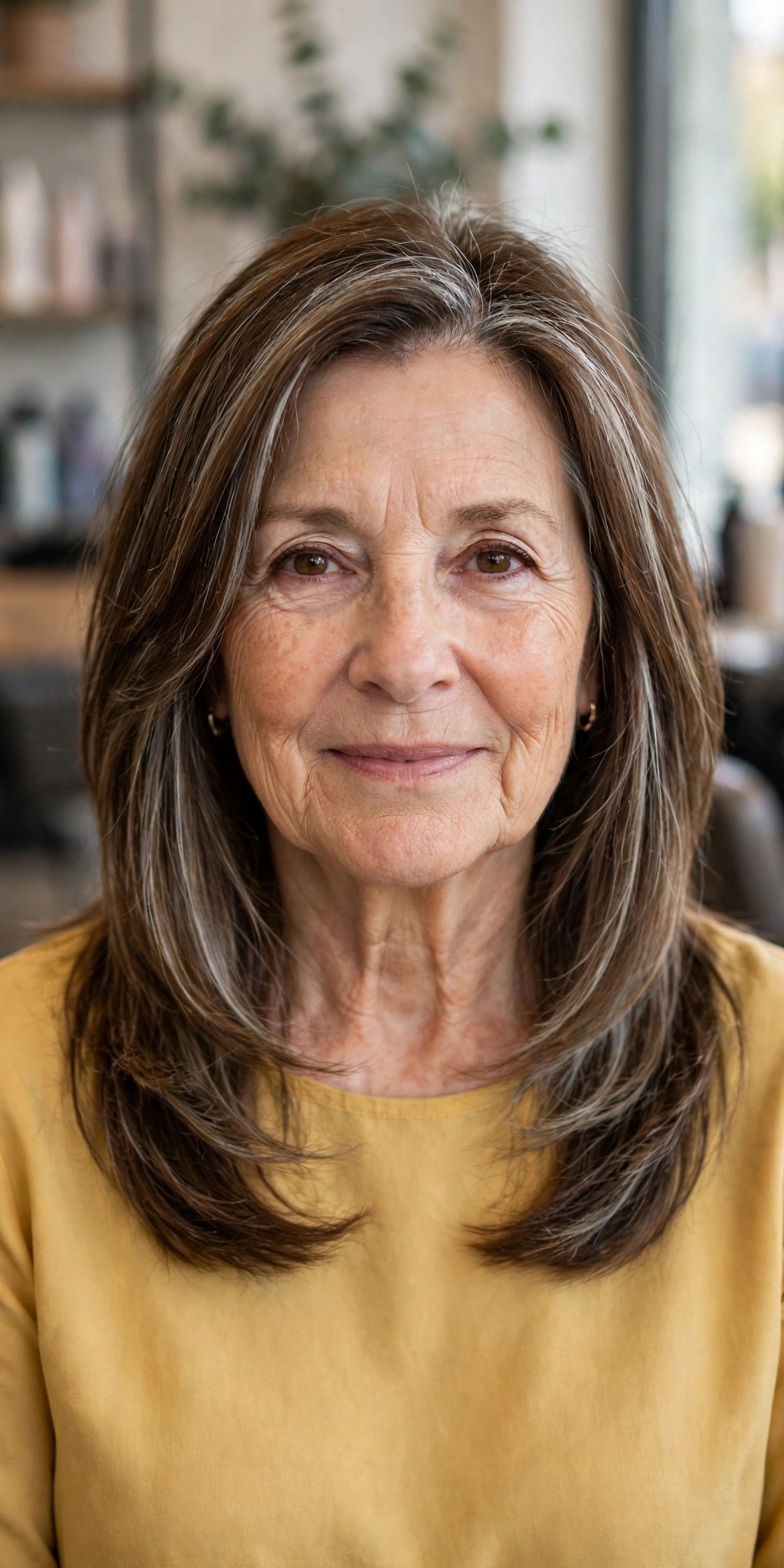 Shoulder-Length Hair With Long Layers Only on a woman over 50 - low maintenance hairstyle