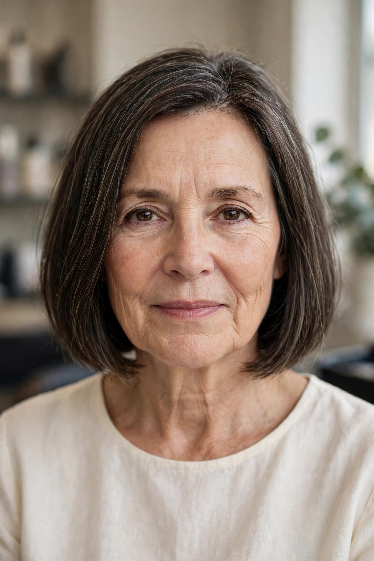 The Blunt Bob That Air-Dries Beautifully on a woman over 50 - low maintenance hairstyle