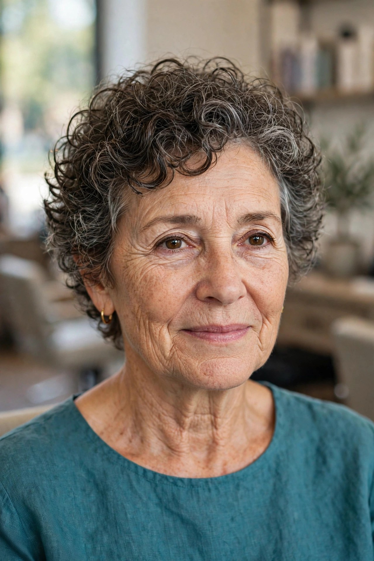 The Natural-Curl Wash-and-Go Cut on a woman over 50 - low maintenance hairstyle