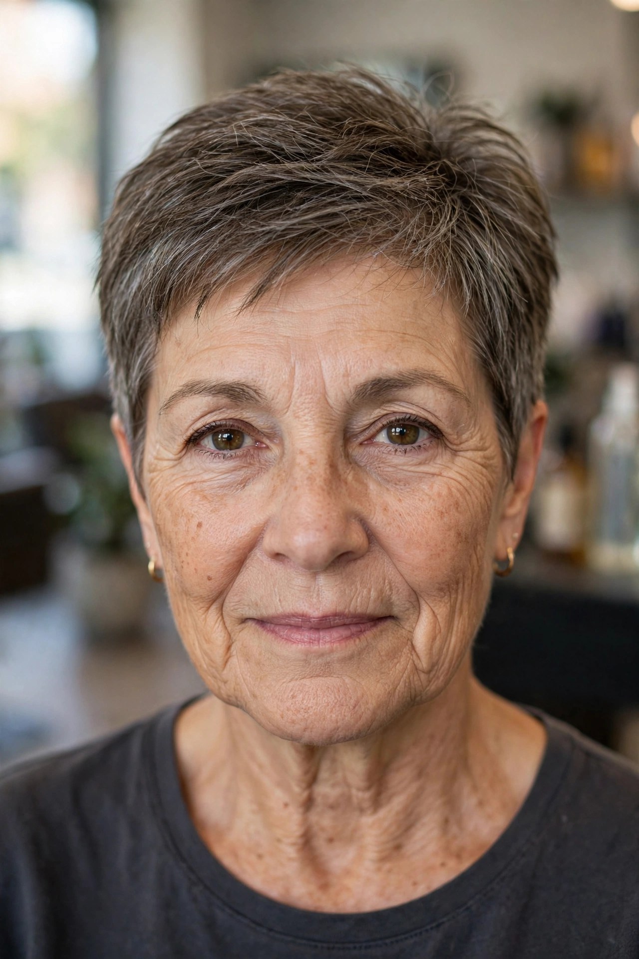 The Tapered Crop With a Longer Top on a woman over 50 - low maintenance hairstyle