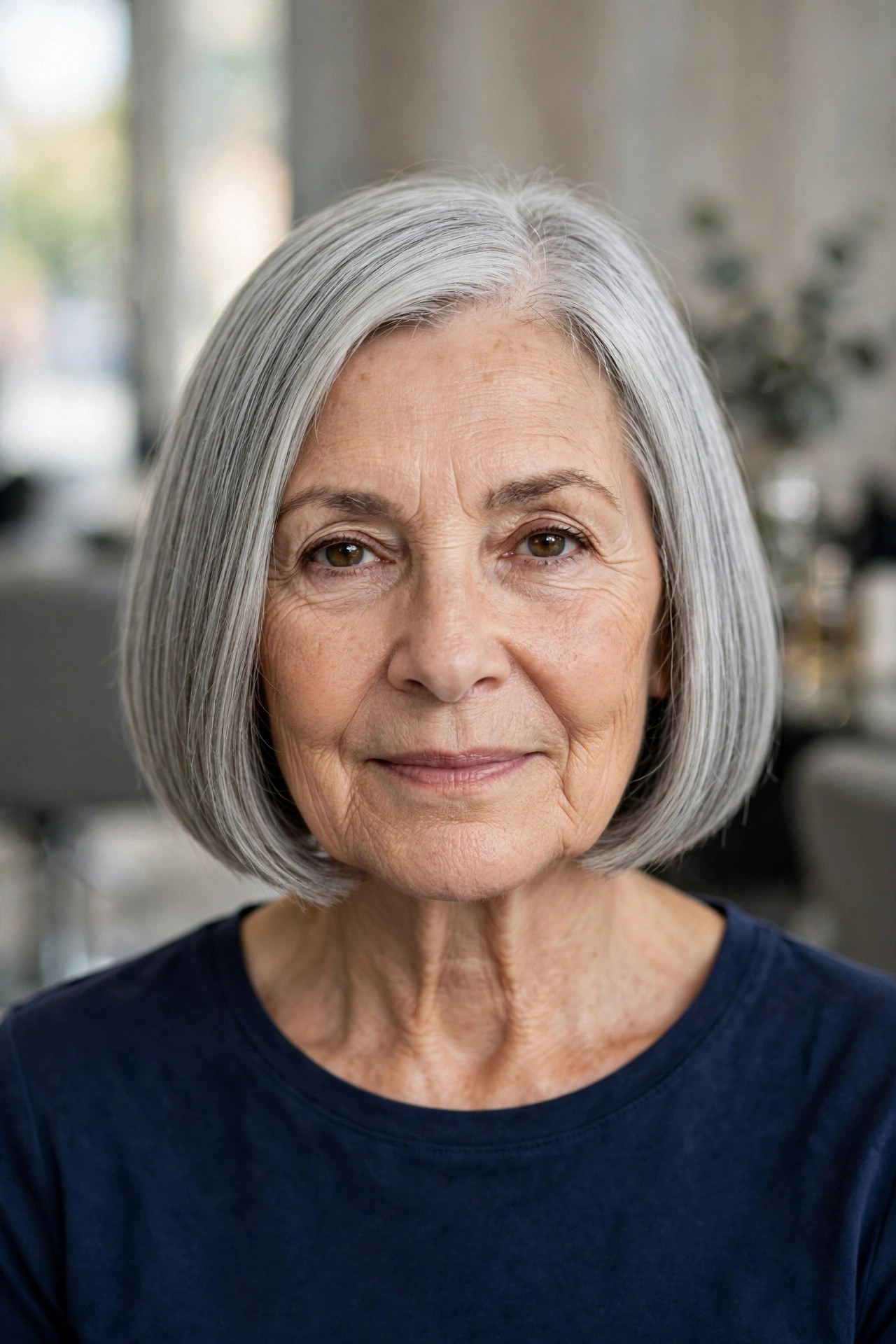 Classic Blunt Bob with a Clean Chin-Length Edge - low maintenance haircut on a woman over 60