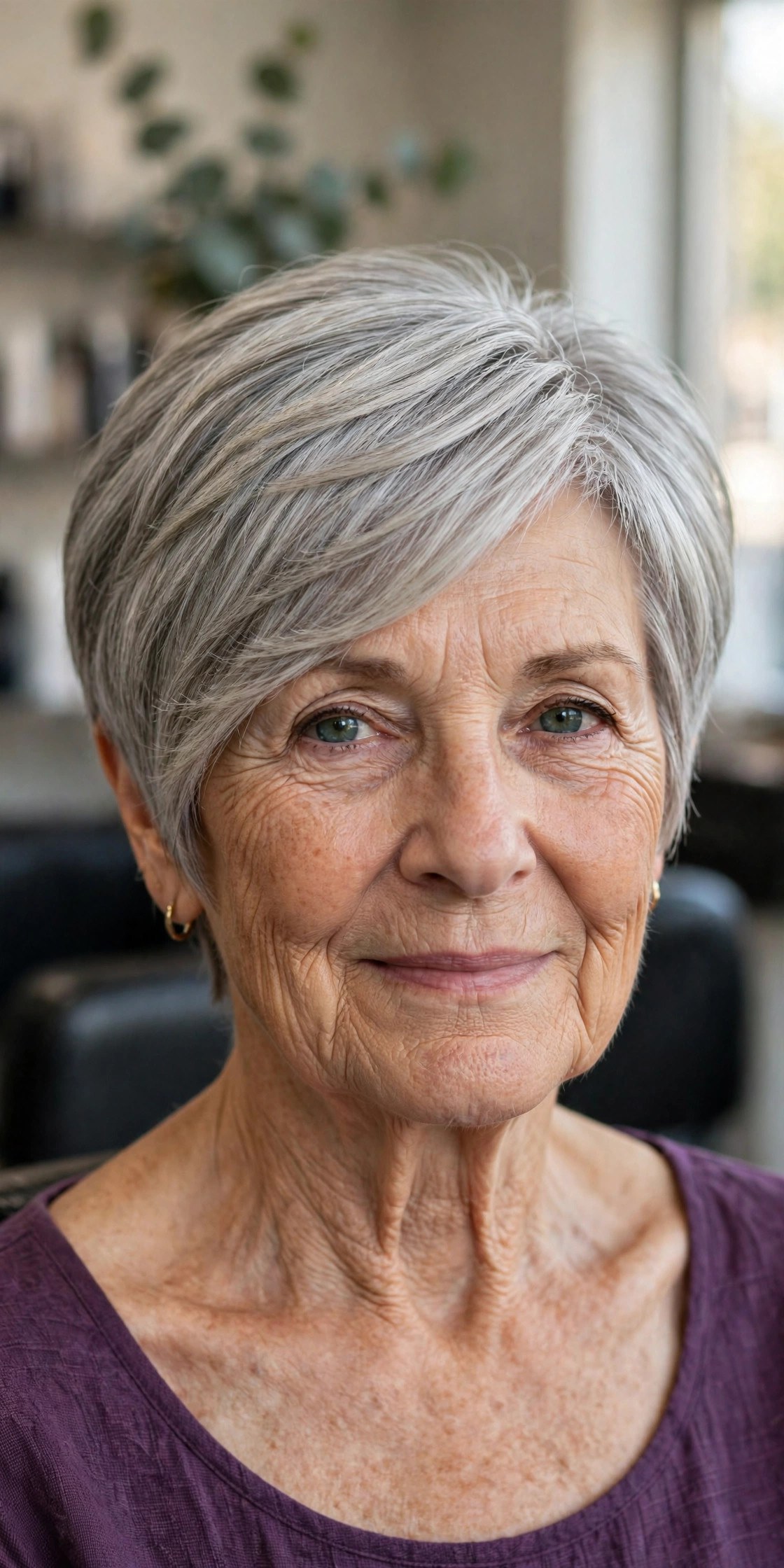 Long Pixie That Brushes Into Place - low maintenance haircut on a woman over 60