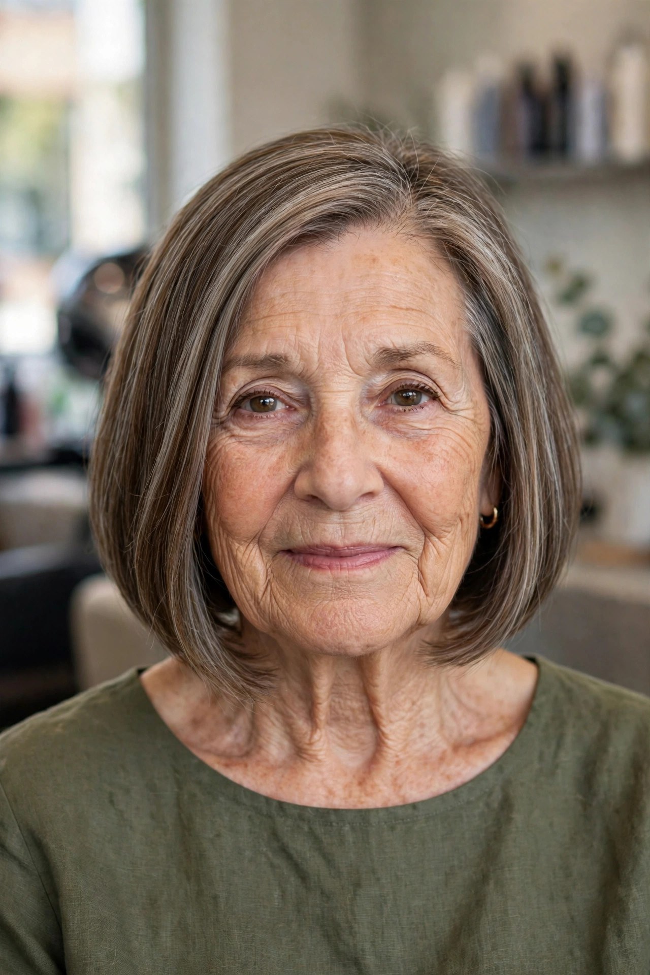 Graduated Bob with Longer Front Pieces - low maintenance haircut on a woman over 60