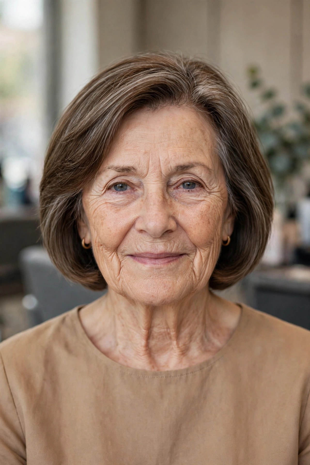 Easy Ear-to-Jaw Bob with a Soft Side Part - low maintenance haircut on a woman over 60