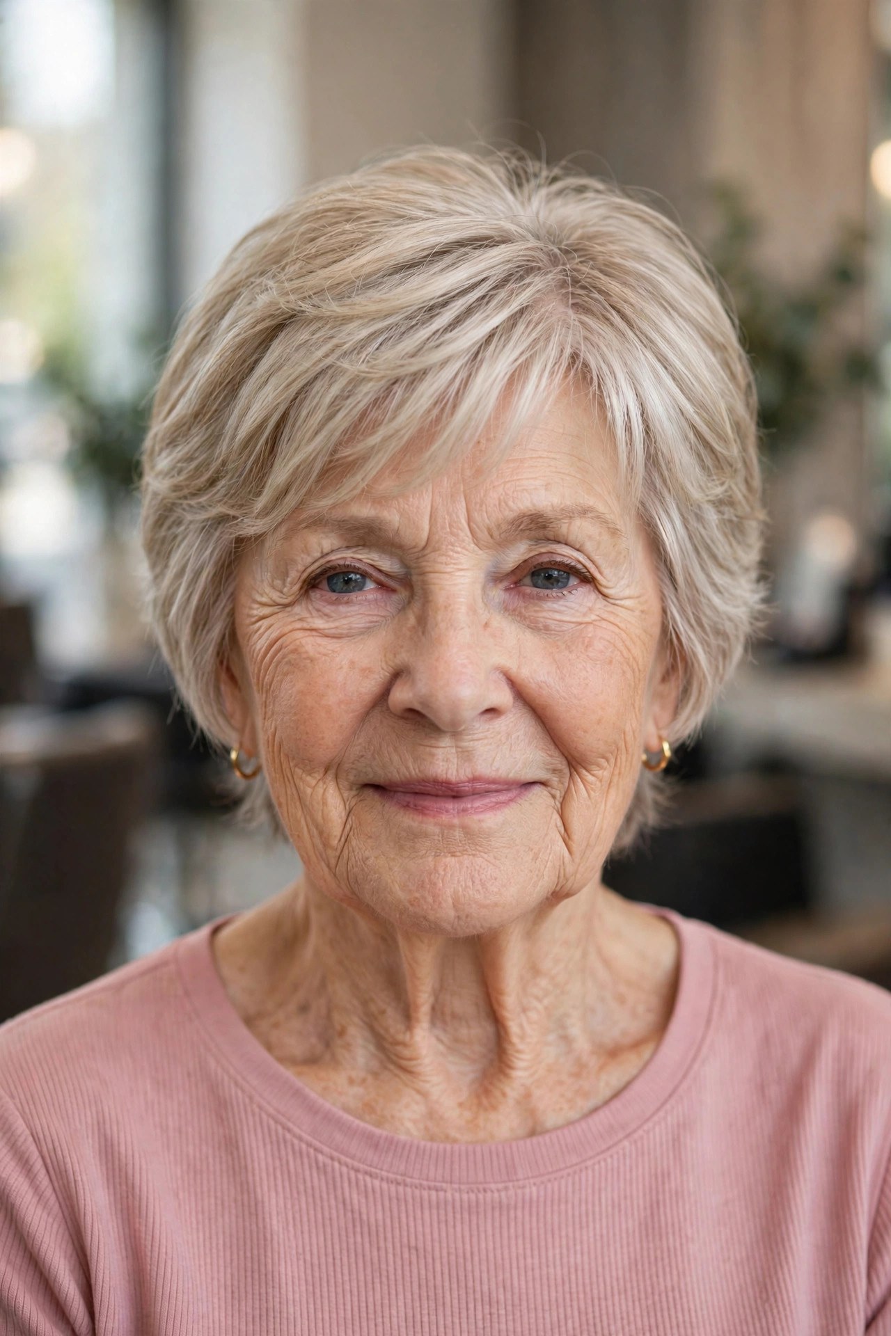 Feathered Short Cut That Falls Into Place - low maintenance haircut on a woman over 60