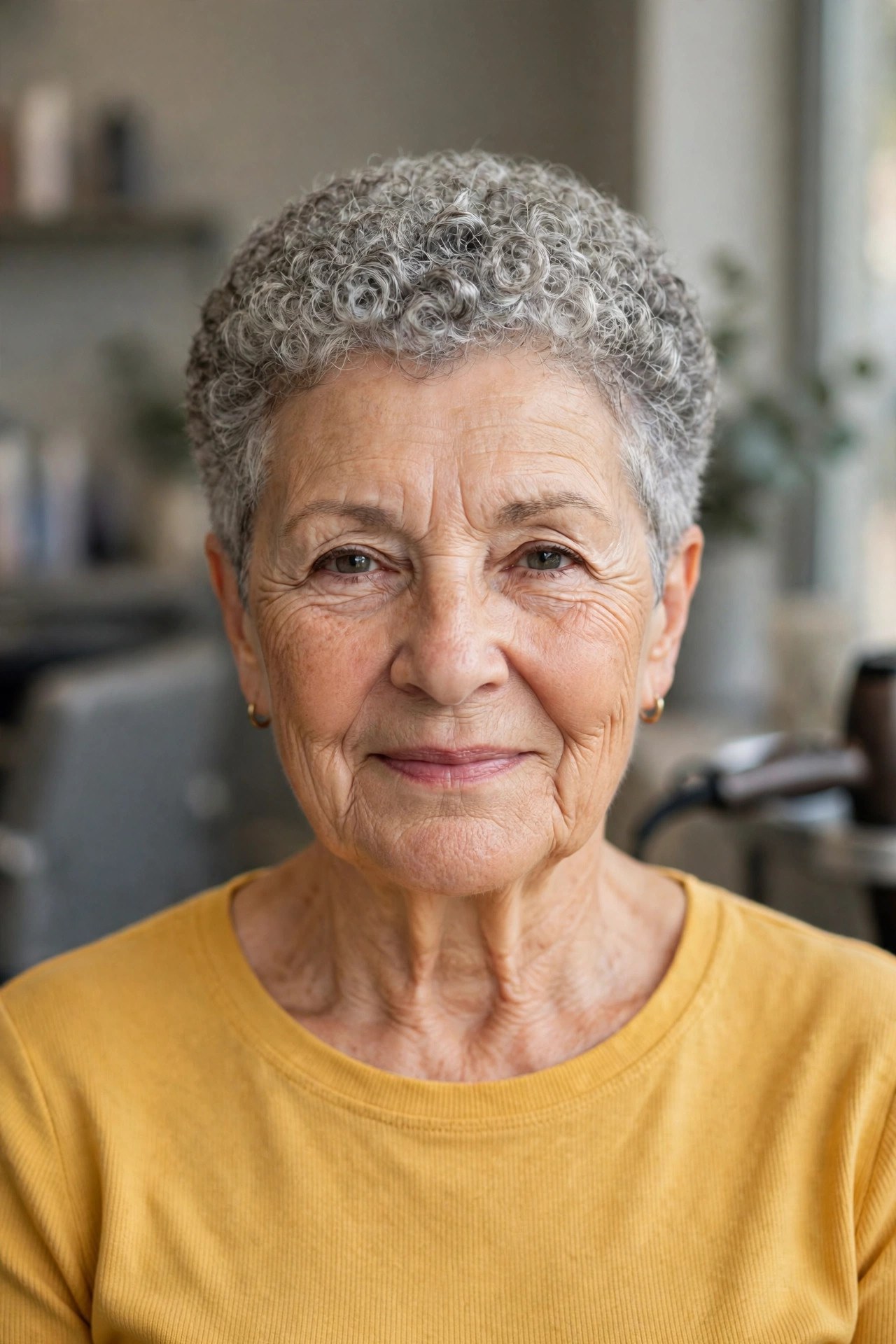 Short Curly Crop That Air-Dries in Shape - low maintenance haircut on a woman over 60
