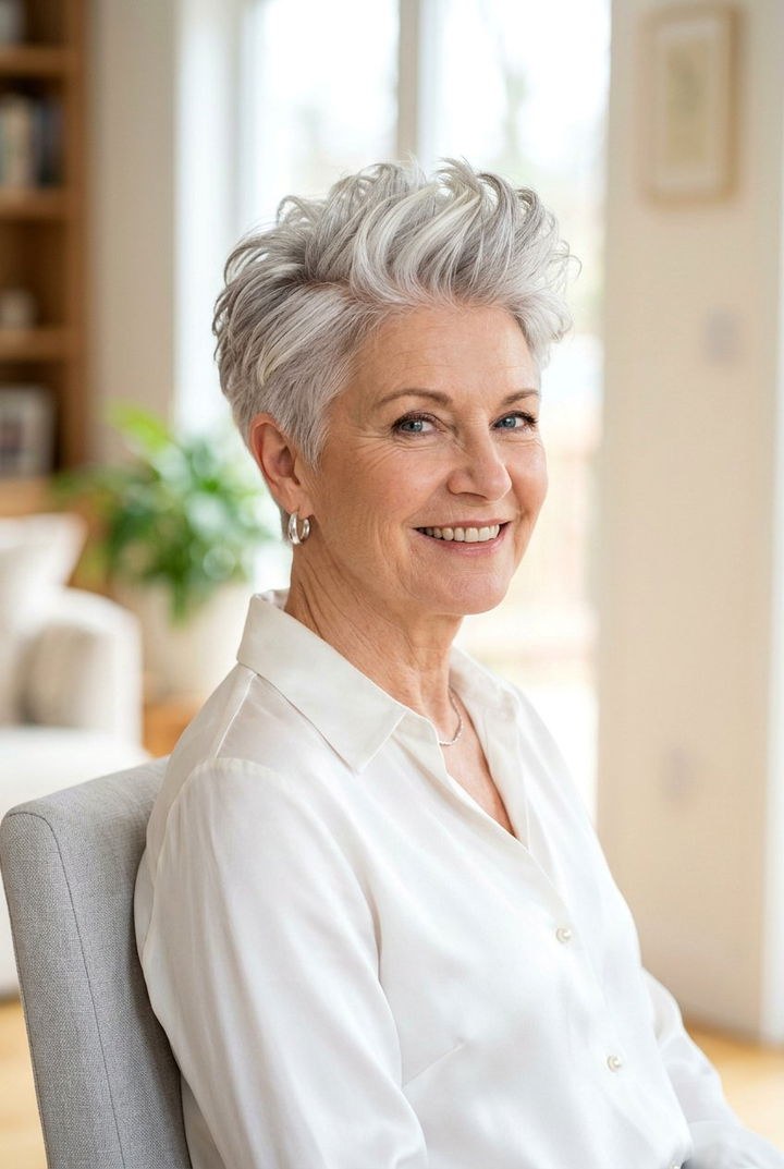 Woman over 70 with soft layered bob with zero daily fuss — easy-care hairstyle for women over 70
