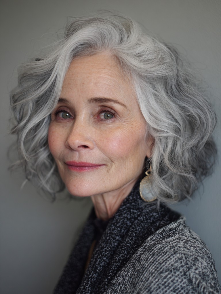 Medium layered haircut for thick hair on a woman over 70 with full dense hair - Full Layered Medium Cut With Bounce