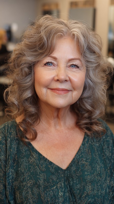 Medium layered haircut for thick hair on a woman over 70 with full dense hair - Full Medium Cut With a Gentle Under-Lightening